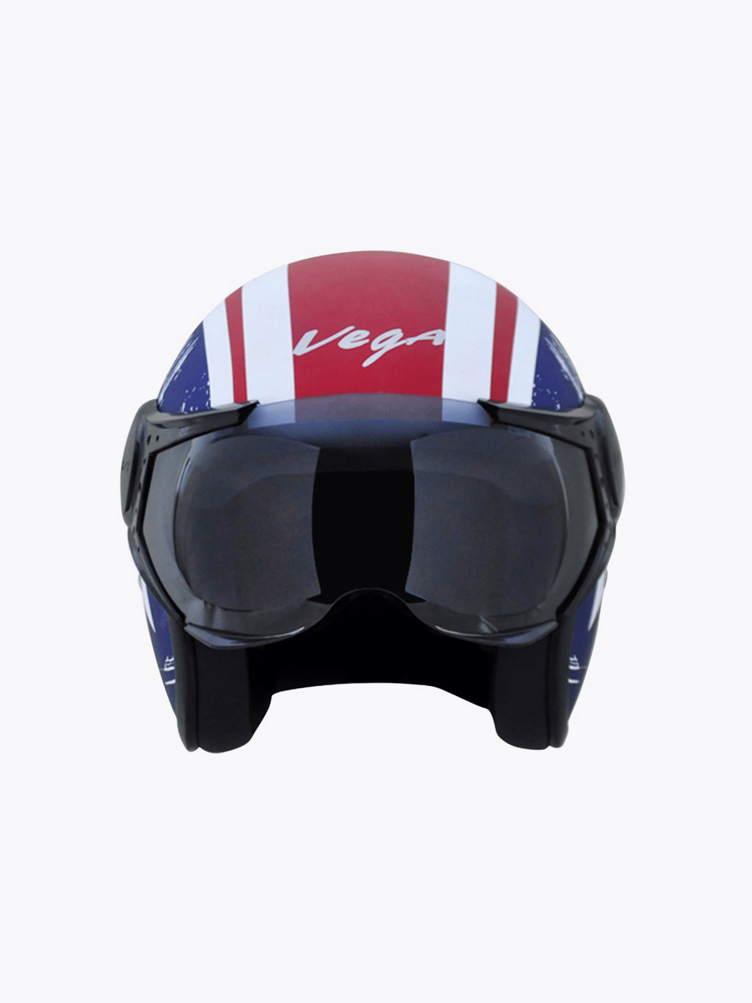Vega Jet Captain Open Face Helmet with Visor Dull Red Metallic Blue