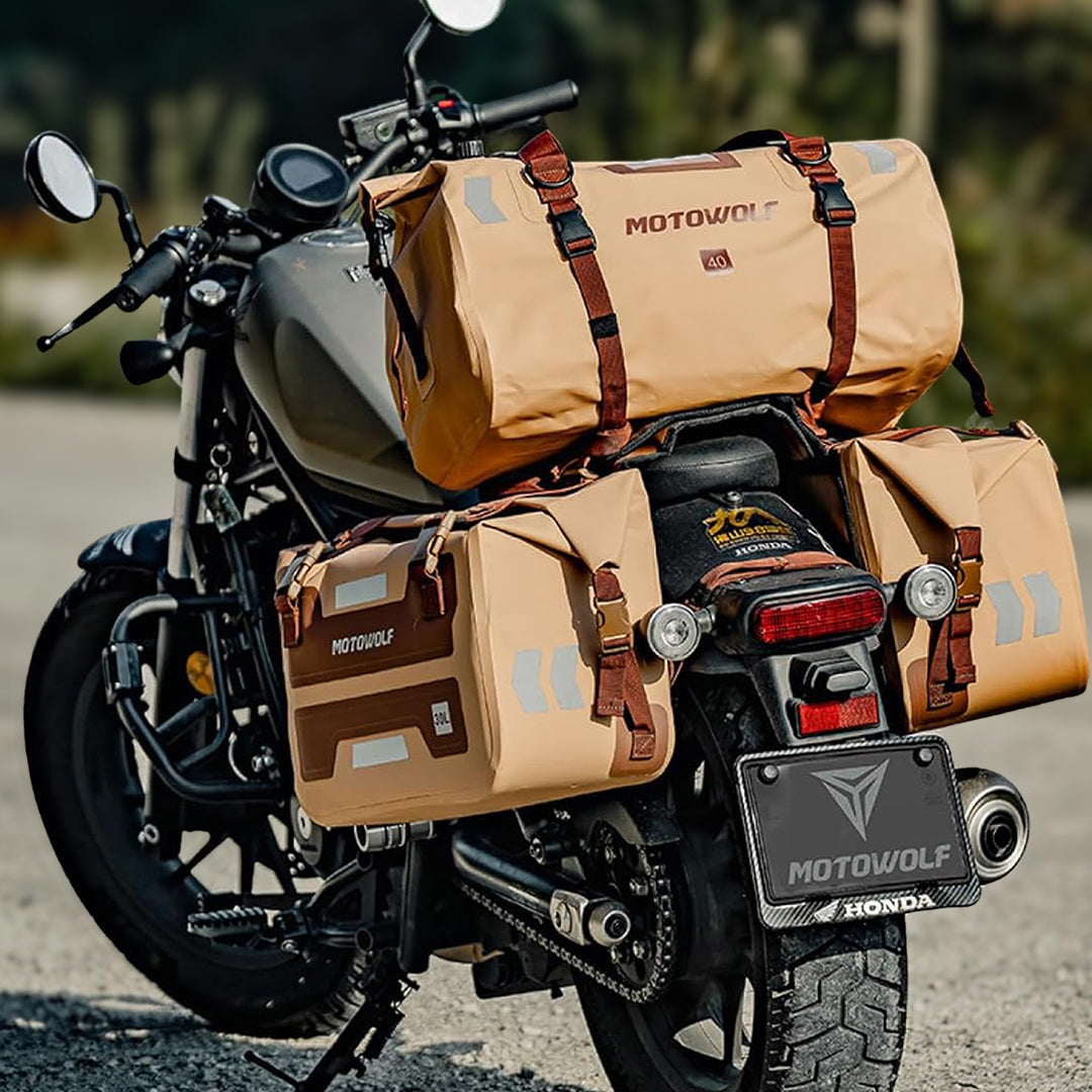 MOTOWOLF MDL0717 40L Brown Waterproof Motorcycle Travel Bag