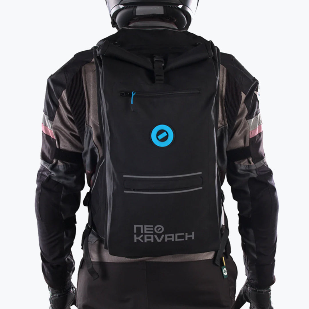 NeoKavach Tech Pack Air Smart Riding Backpack with Level 2 Back Protector