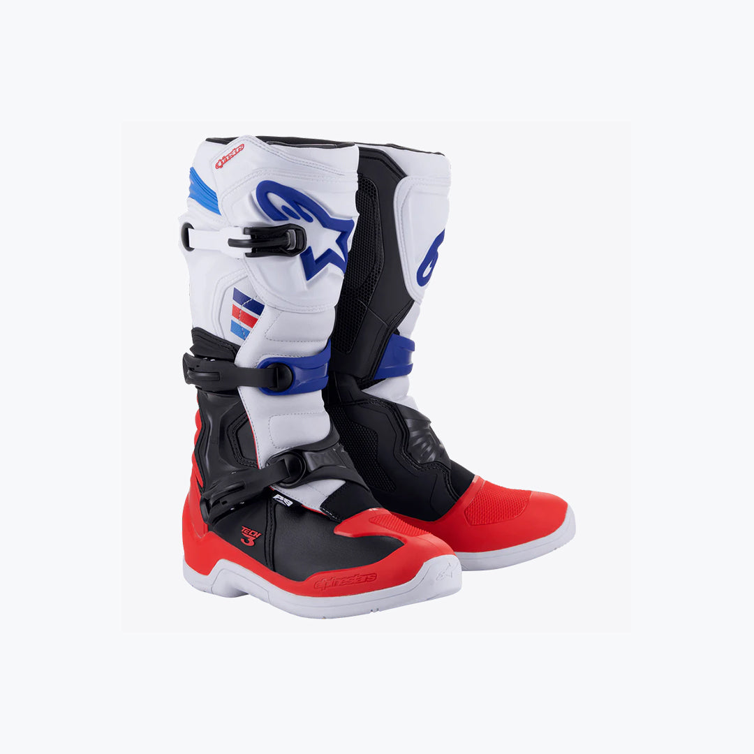 Alpinestars Tech 3 Motocross Boots White/Black/Red/Blue US 10