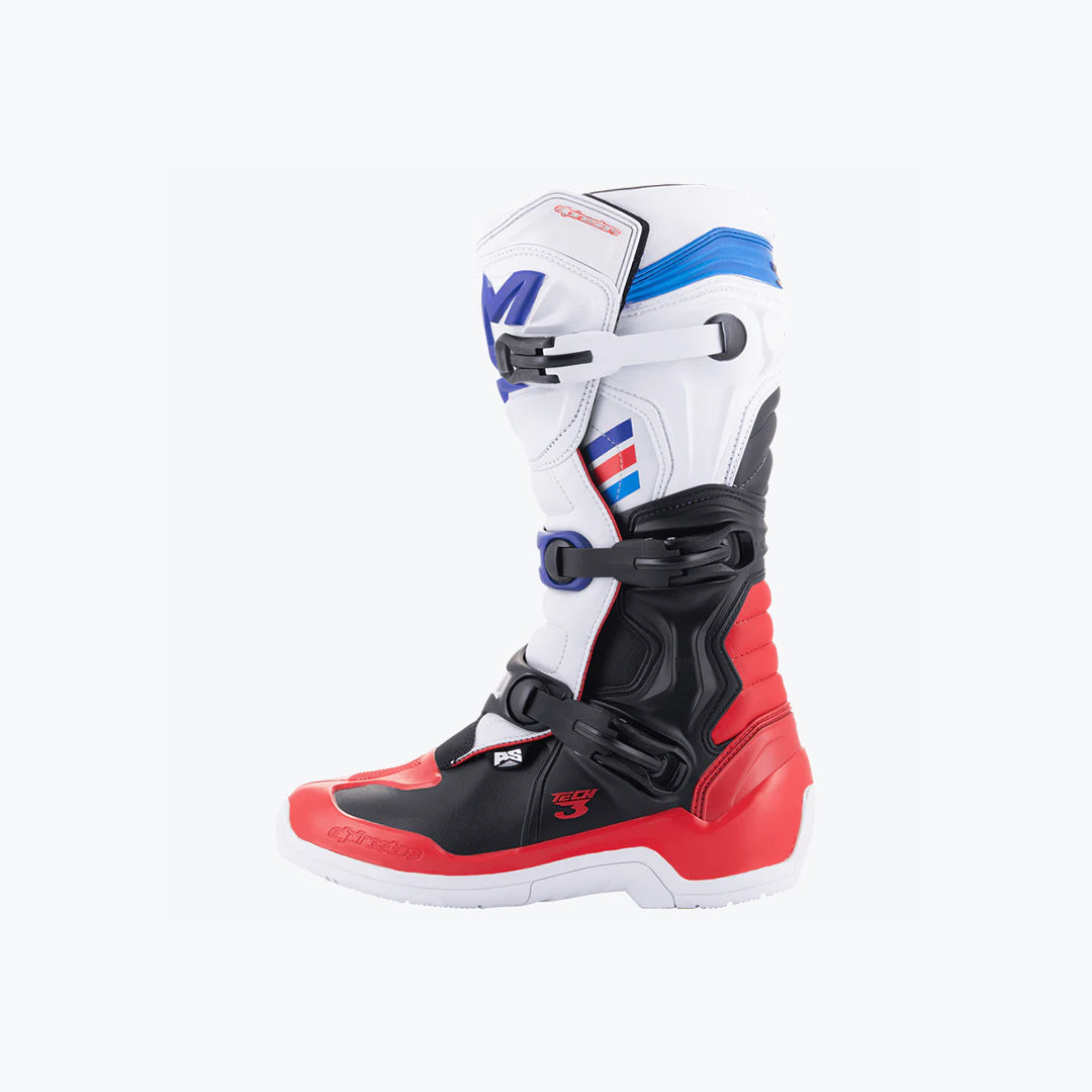 Alpinestars Tech 3 Motocross Boots White/Black/Red/Blue US 10