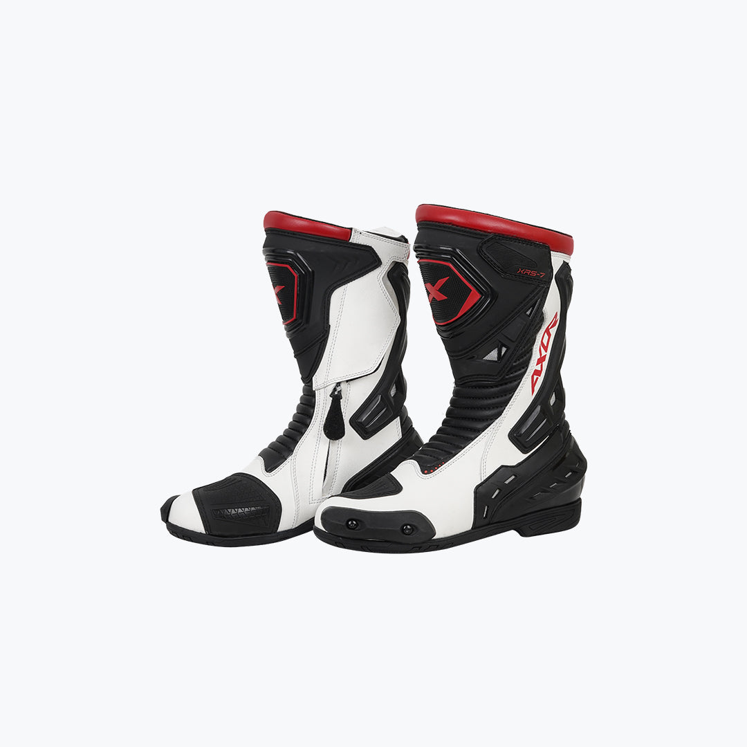 AXOR Slipstream Boot Pro Black White Red Motorcycle Riding Boots