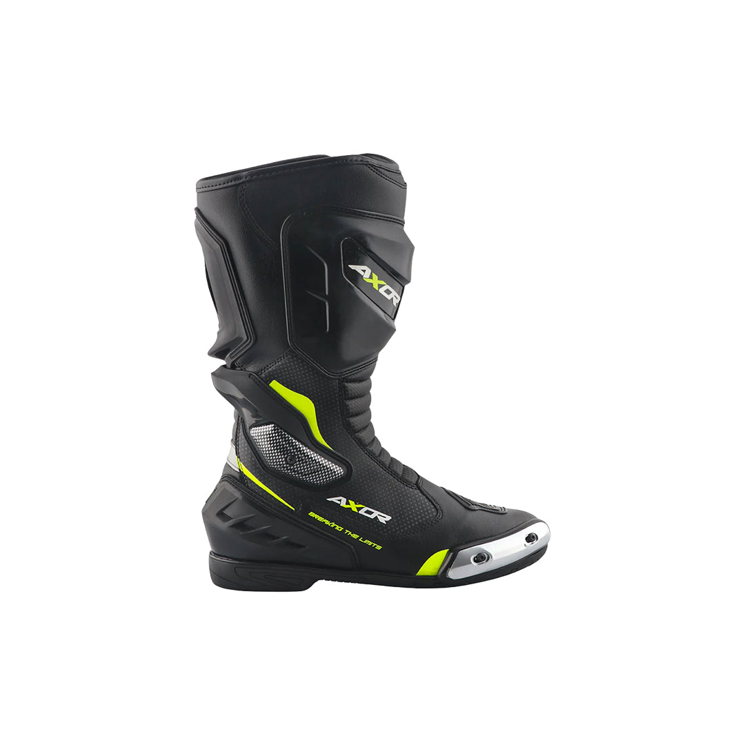Axor Racer Tech Riding Boots Black Neon – Performance Motorcycle Racing Boots