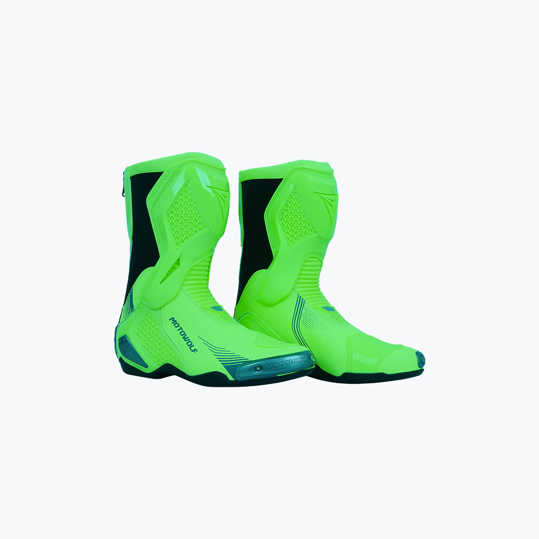 MOTOWOLF B01 Motorcycle Riding Boots Green / White / Red White