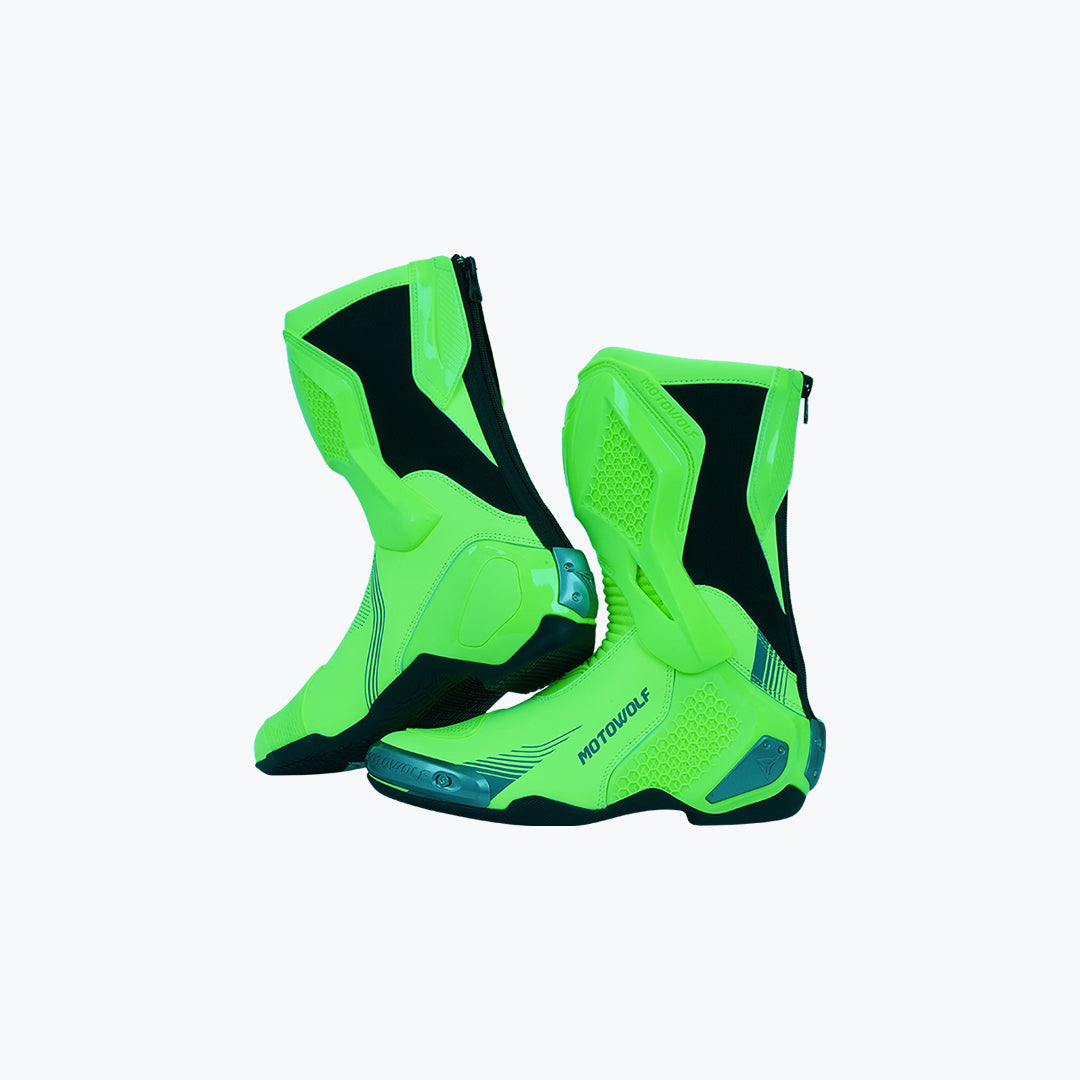 MOTOWOLF B01 Motorcycle Riding Boots Green / White / Red White