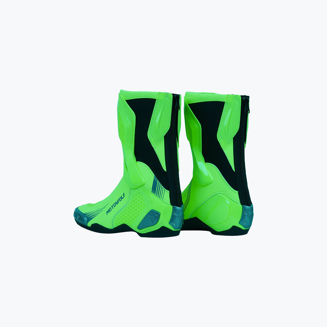 MOTOWOLF B01 Motorcycle Riding Boots Green / White / Red White