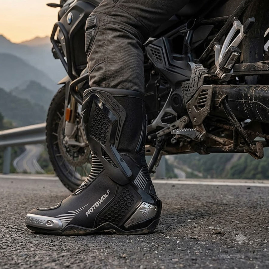 MOTOWOLF B01 Motorcycle Racing Riding Boots Black