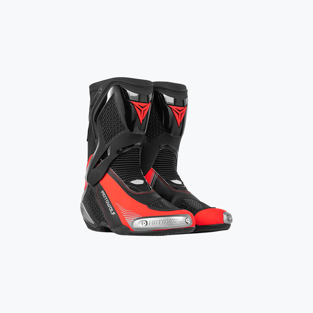 MOTOWOLF B01 Motorcycle Racing Riding Boots Black Red