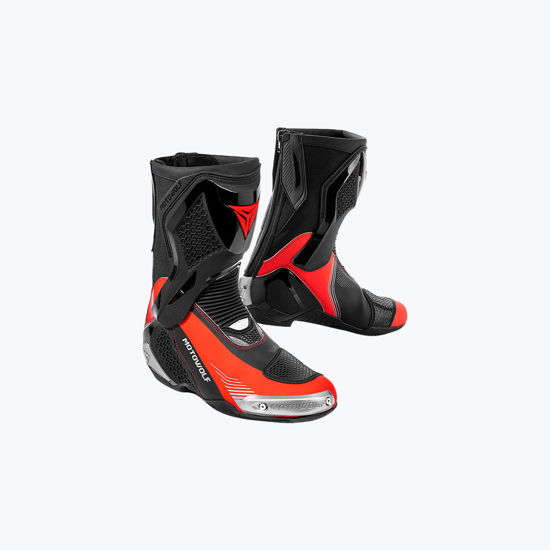MOTOWOLF B01 Motorcycle Racing Riding Boots Black Red