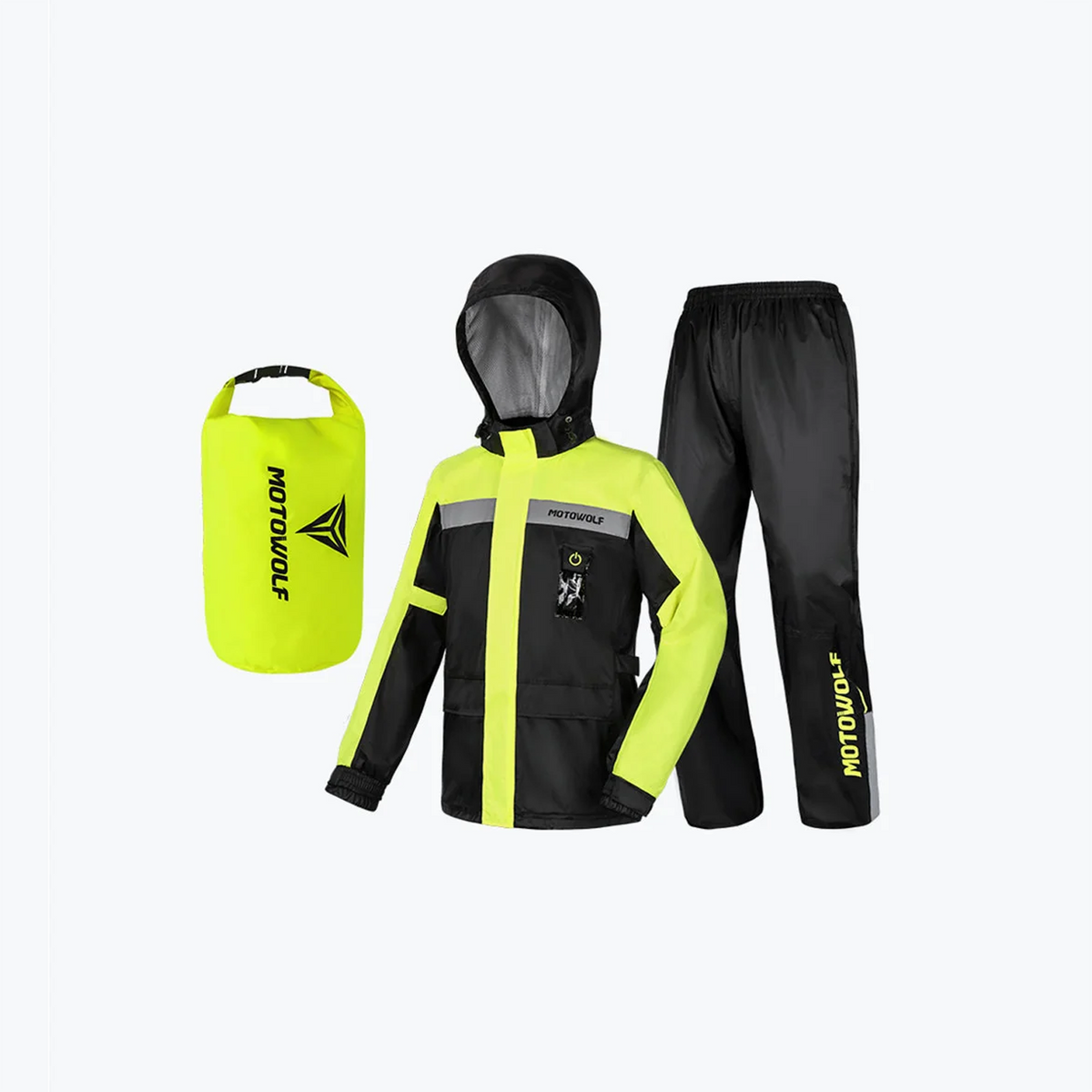 MOTOWOLF MDL0402 LED Waterproof Motorcycle Raincoat Yellow
