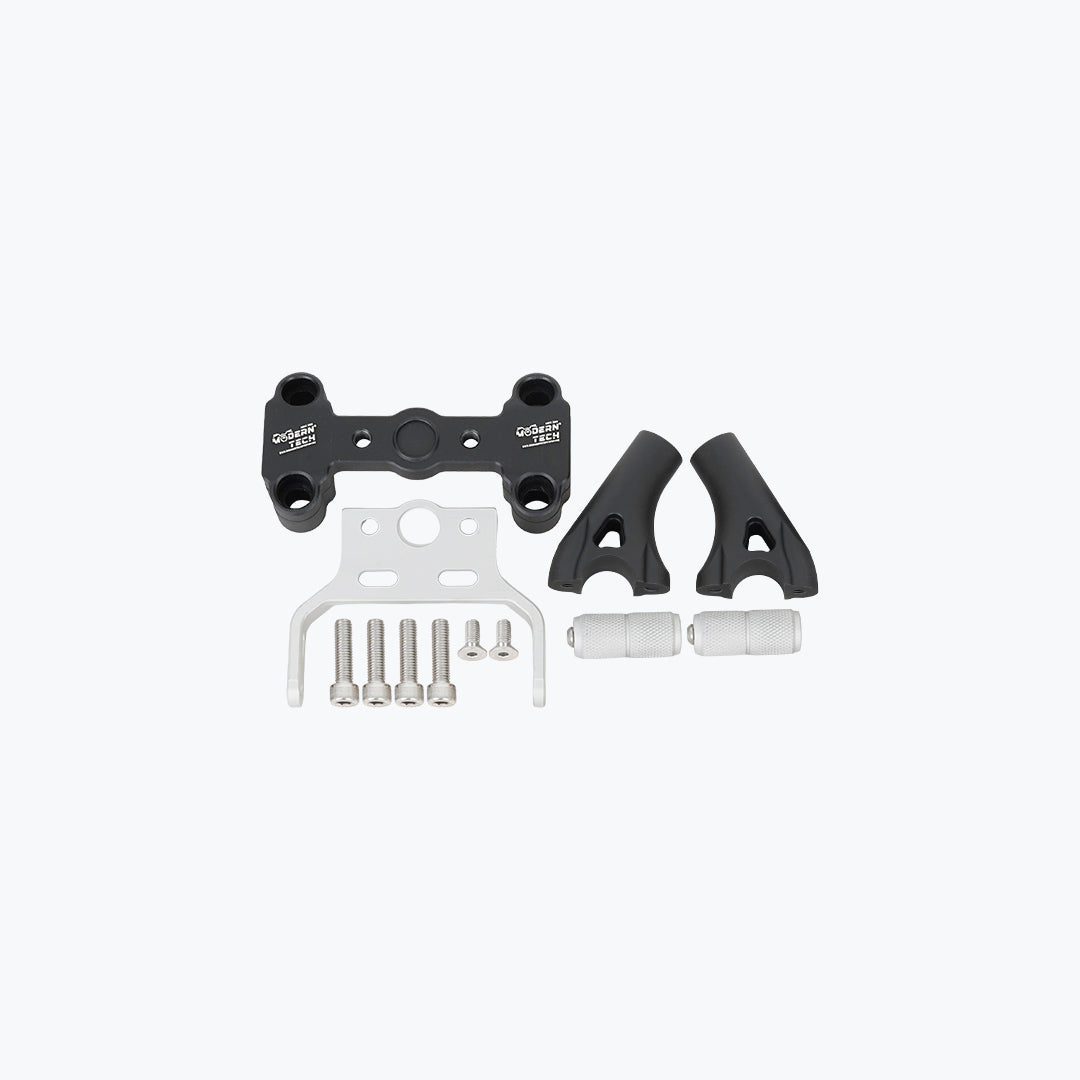 Modern Tech Handle Bar Riser with Mobile Holder for Royal Enfield Himalayan 450 Black / Silver