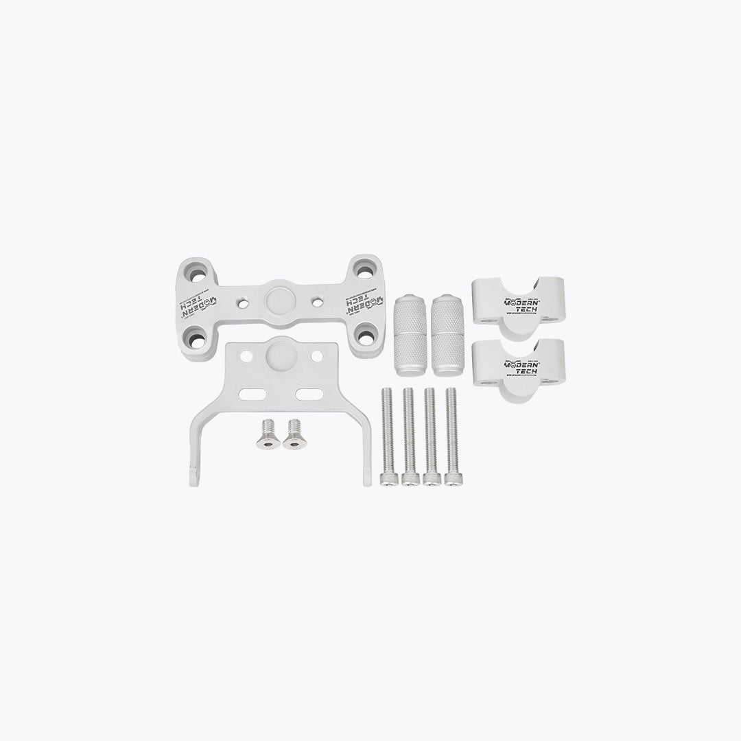 Modern Tech RE Meteor 650 Premium Combo Handlebar Riser with Mobile Holder Silver