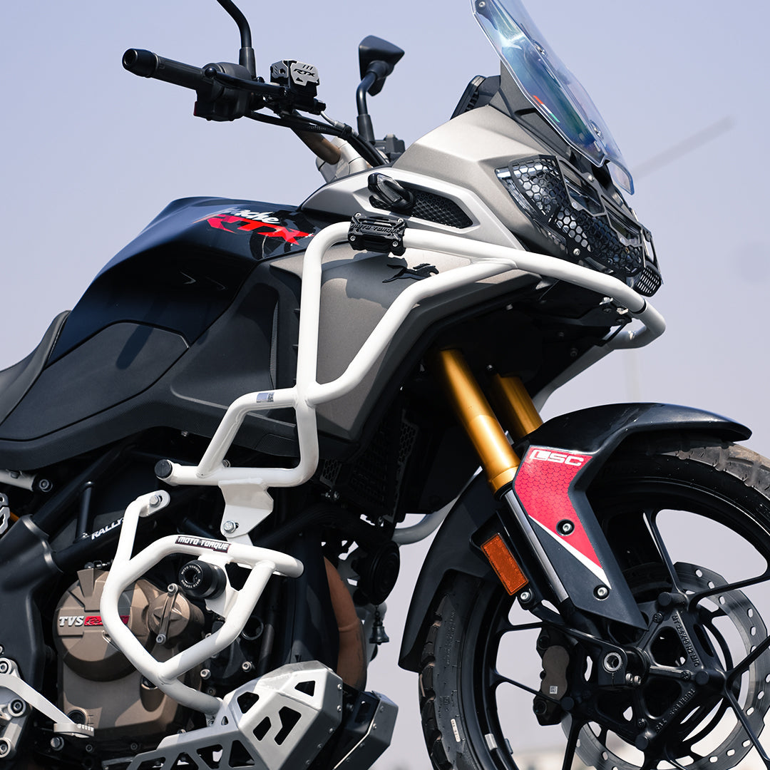 MTQ TVS Apache RTX 300 Stallion Crash Guard White