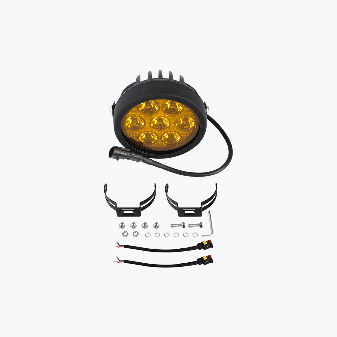 HJG 7 LED Round Foglight With Yellow Cap 70W Universal Auxiliary Light