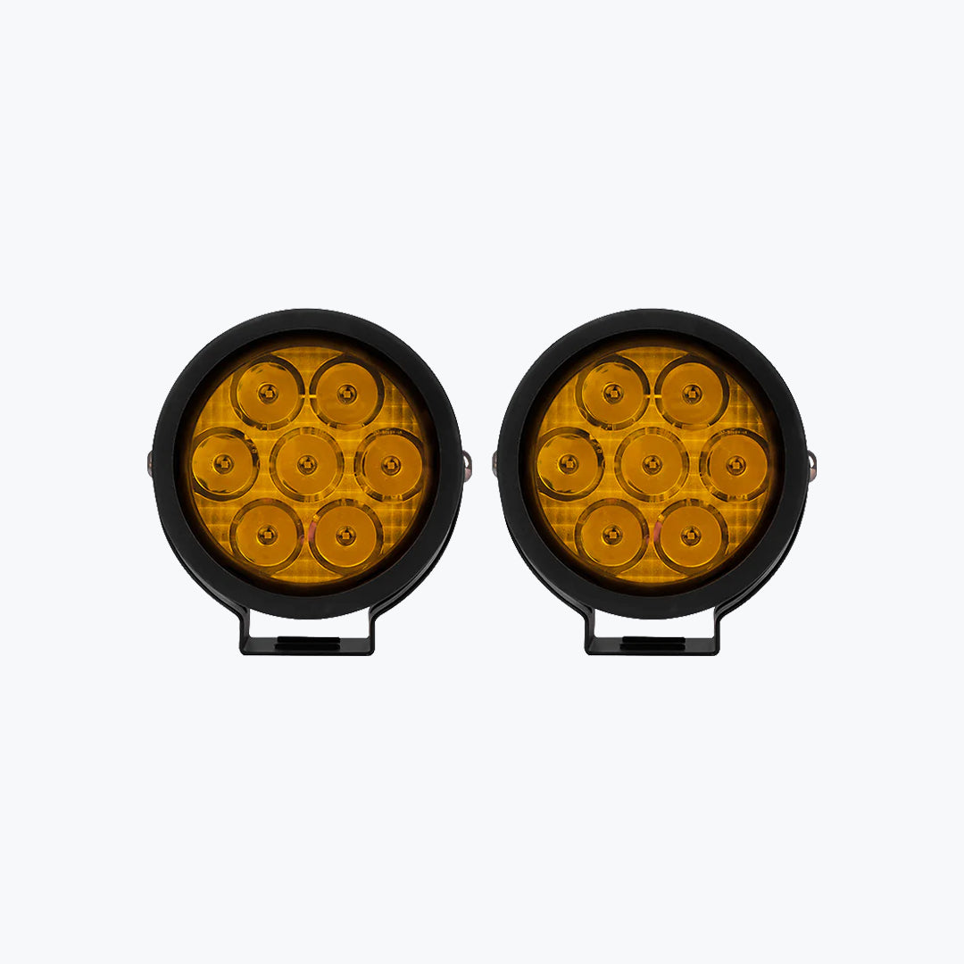 HJG 7 LED Round Foglight With Yellow Cap 70W Universal Auxiliary Light