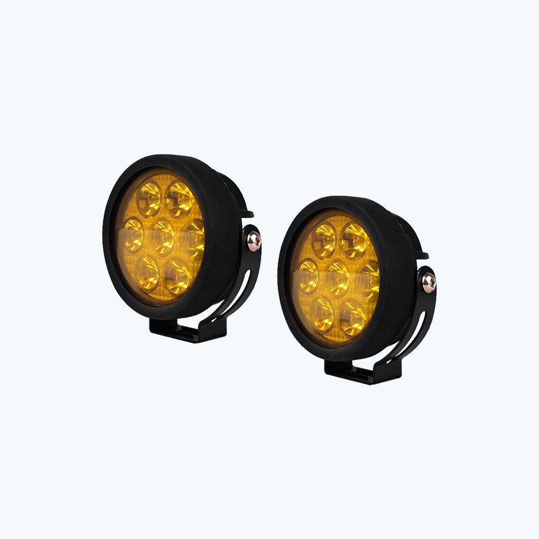 HJG 7 LED Round Foglight With Yellow Cap 70W Universal Auxiliary Light