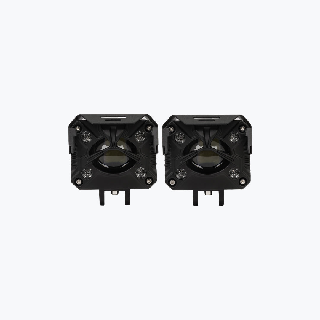 HJG Single LED Trident Lens Foglight Pair Universal Motorcycle Auxiliary Light Set