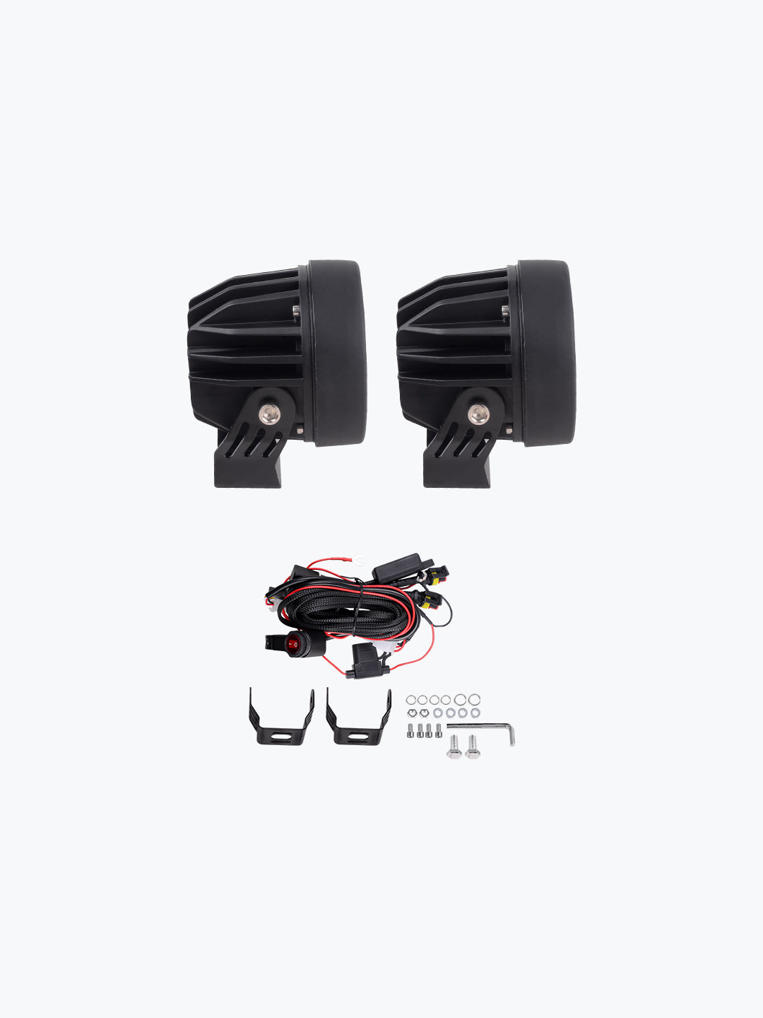 HJG 4 LED Cap Round Pair Foglight With Wire harness