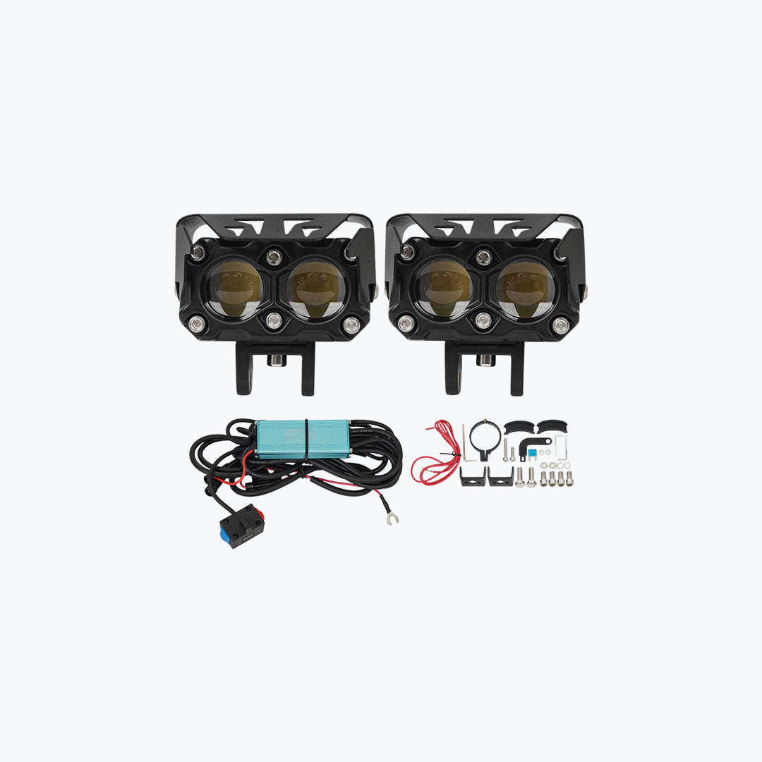HJG Robotic 2 LED Fog Light Pair with Wiring Harness for Motorcycles