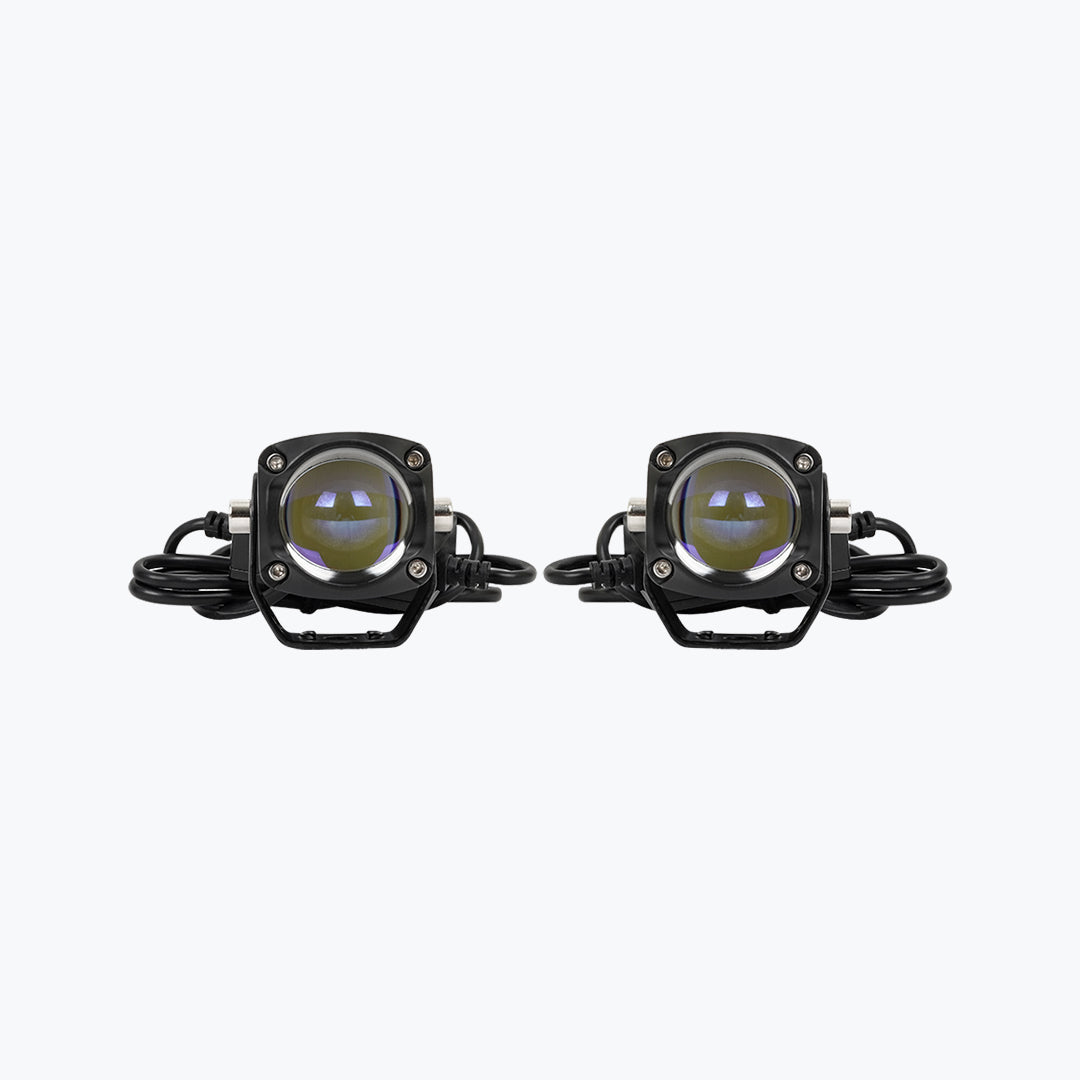 HJG Devil Eye Glass Lens Foglight Pair Universal LED Projector Auxiliary Lights