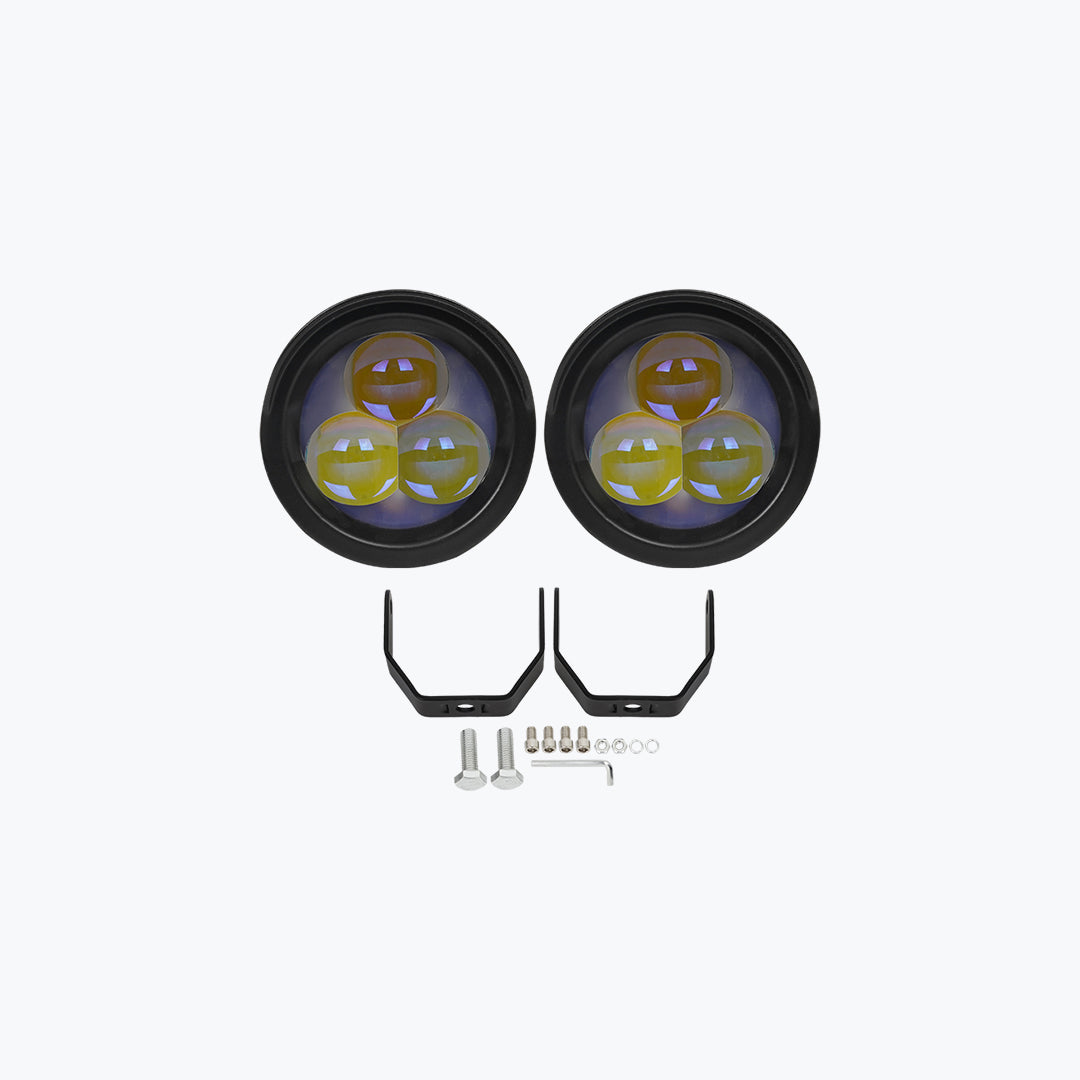 HJG BI 3 LED Devil Eye Foglight Pair Universal Dual Beam Auxiliary Lights