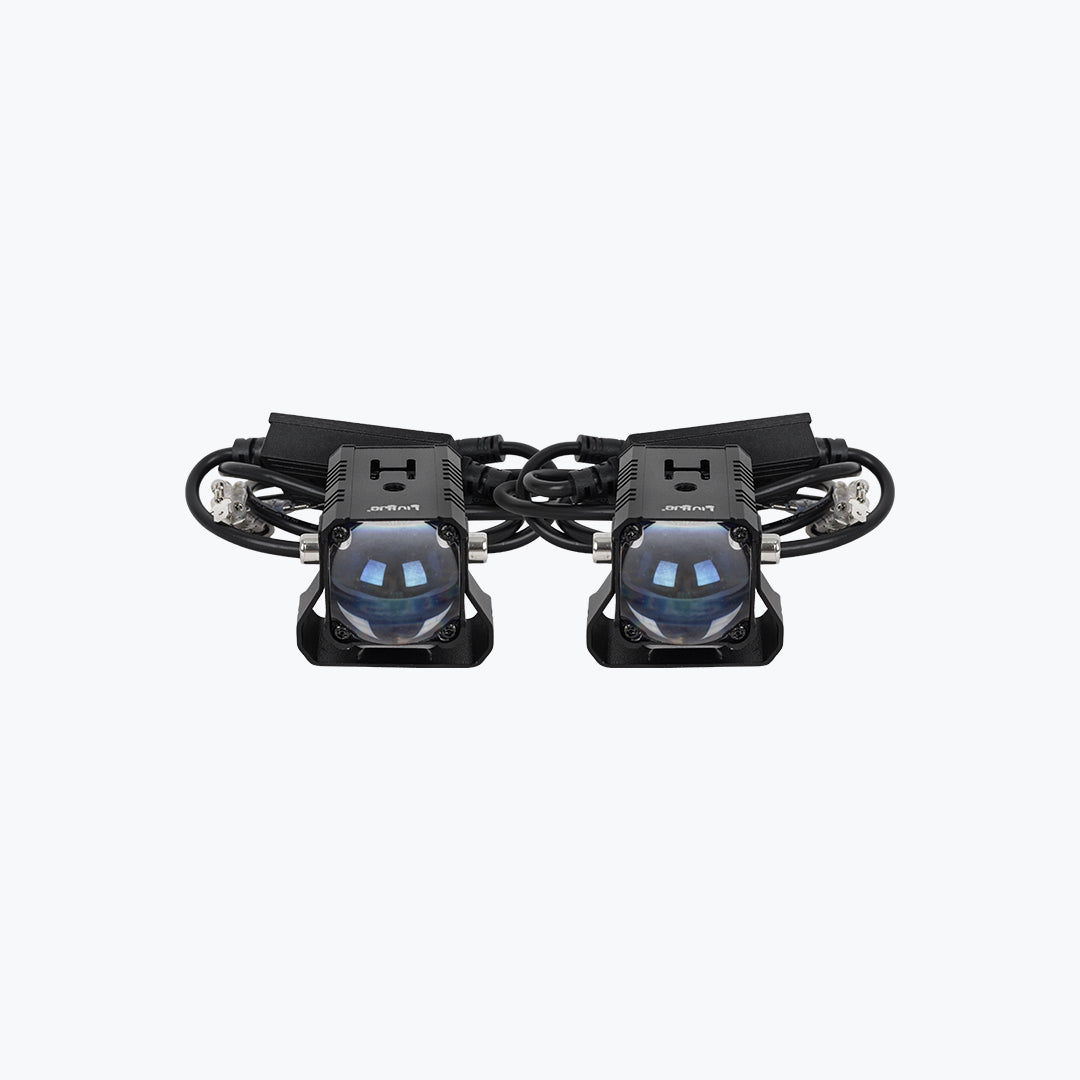 HJG Square H Mini Motorcycle Fog Light Pair