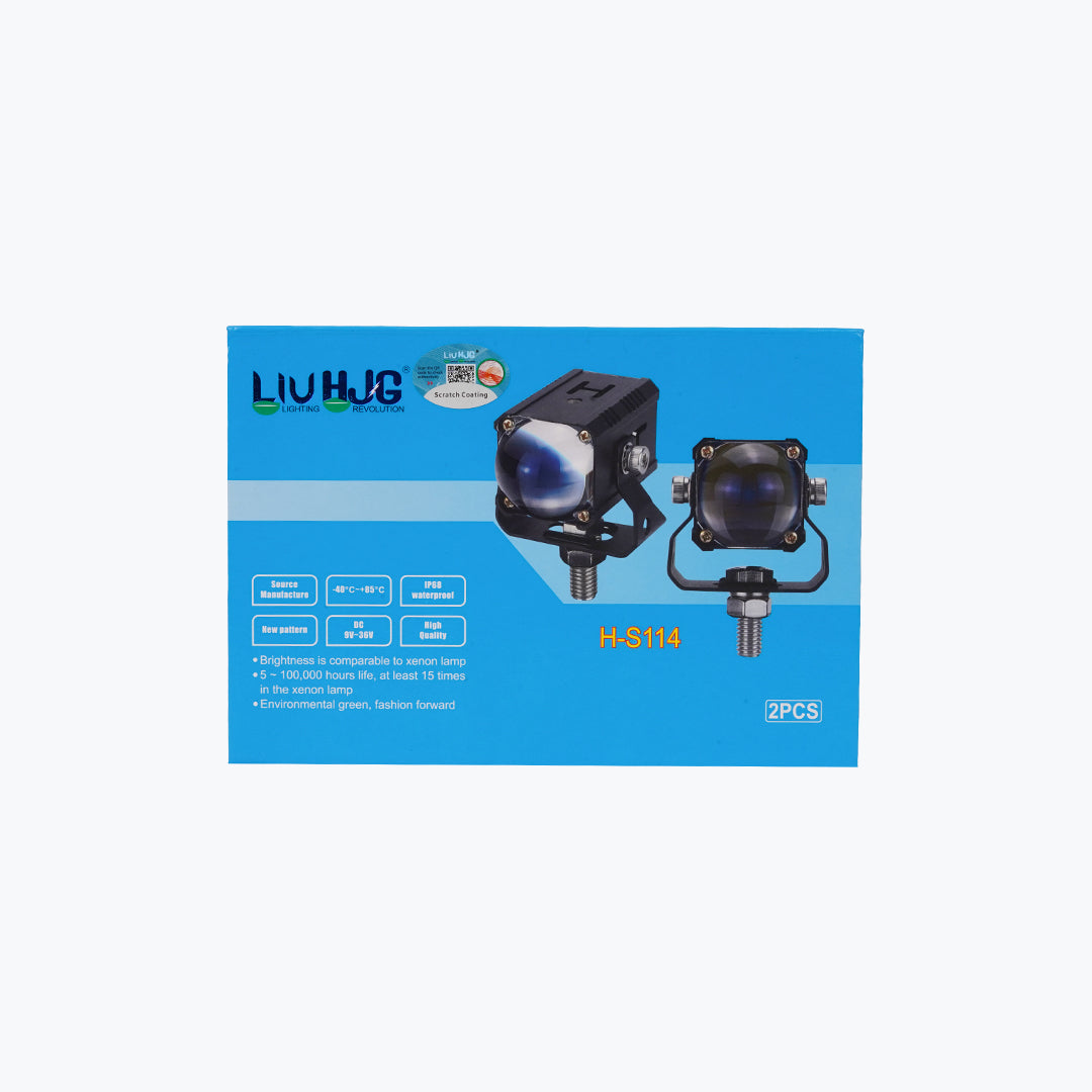 HJG Square H Mini Motorcycle Fog Light Pair