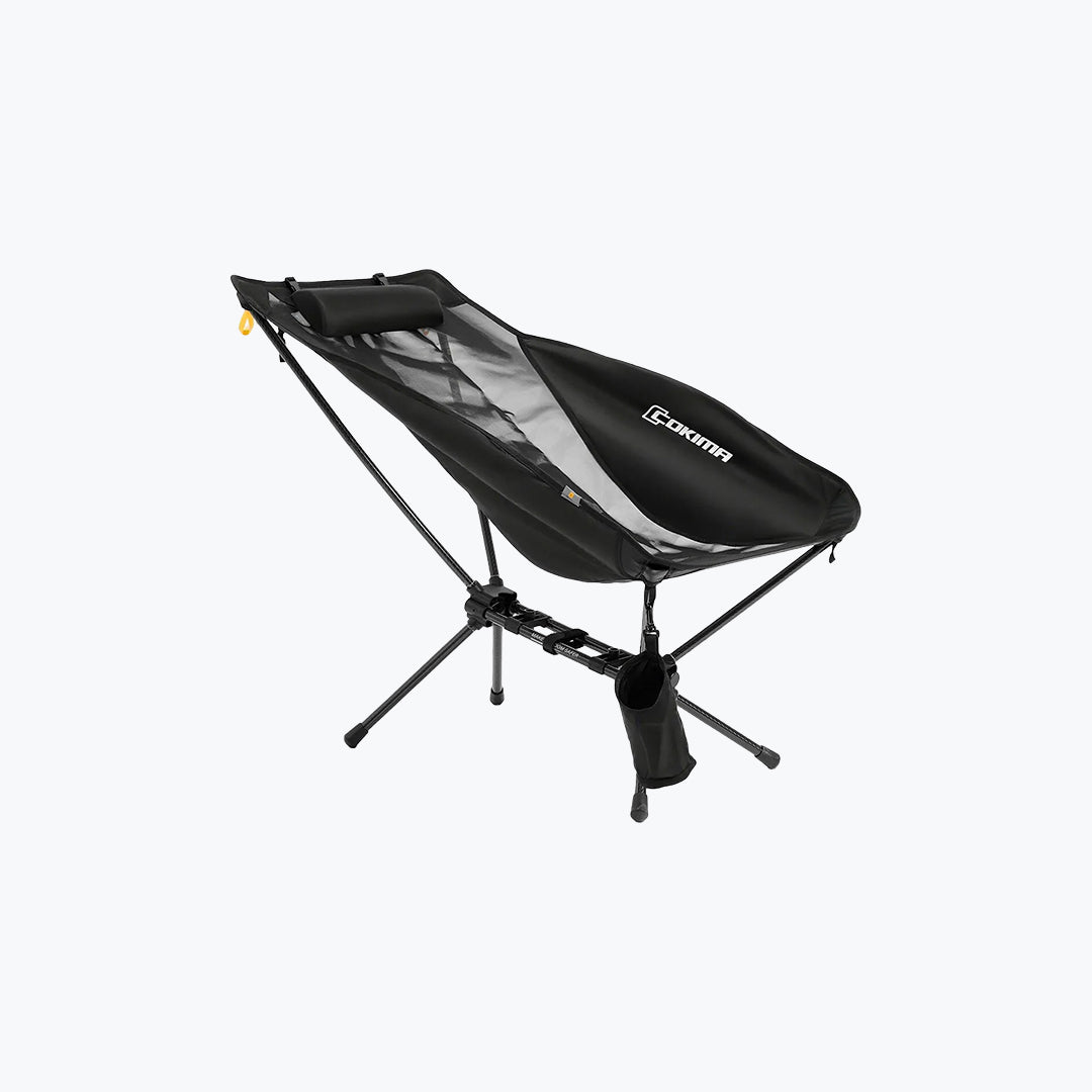 COKIMA CK7-B Portable Outdoor Recliner Black Folding Camping Chair