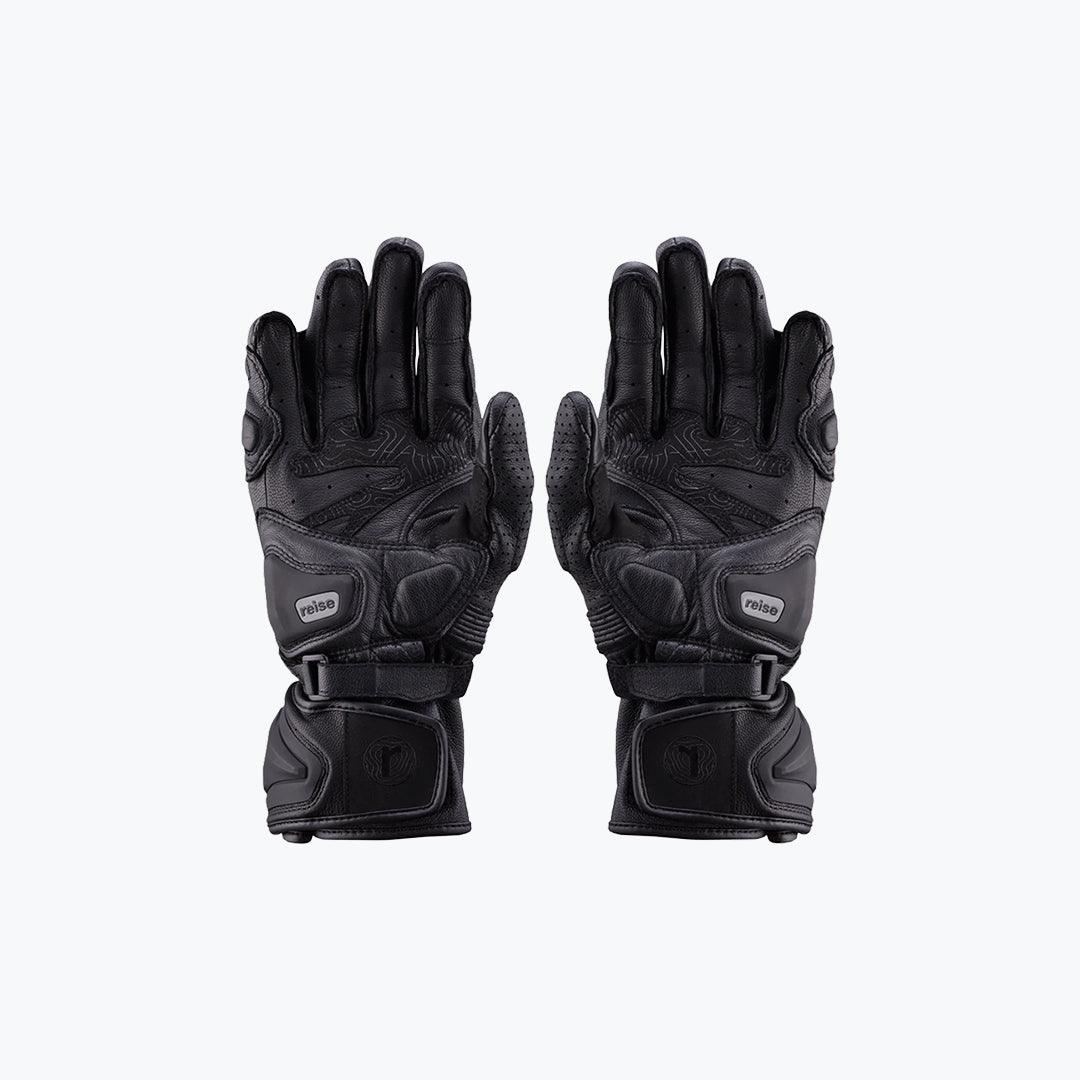 Reise Rhodes Full Gauntlet Riding Gloves Black