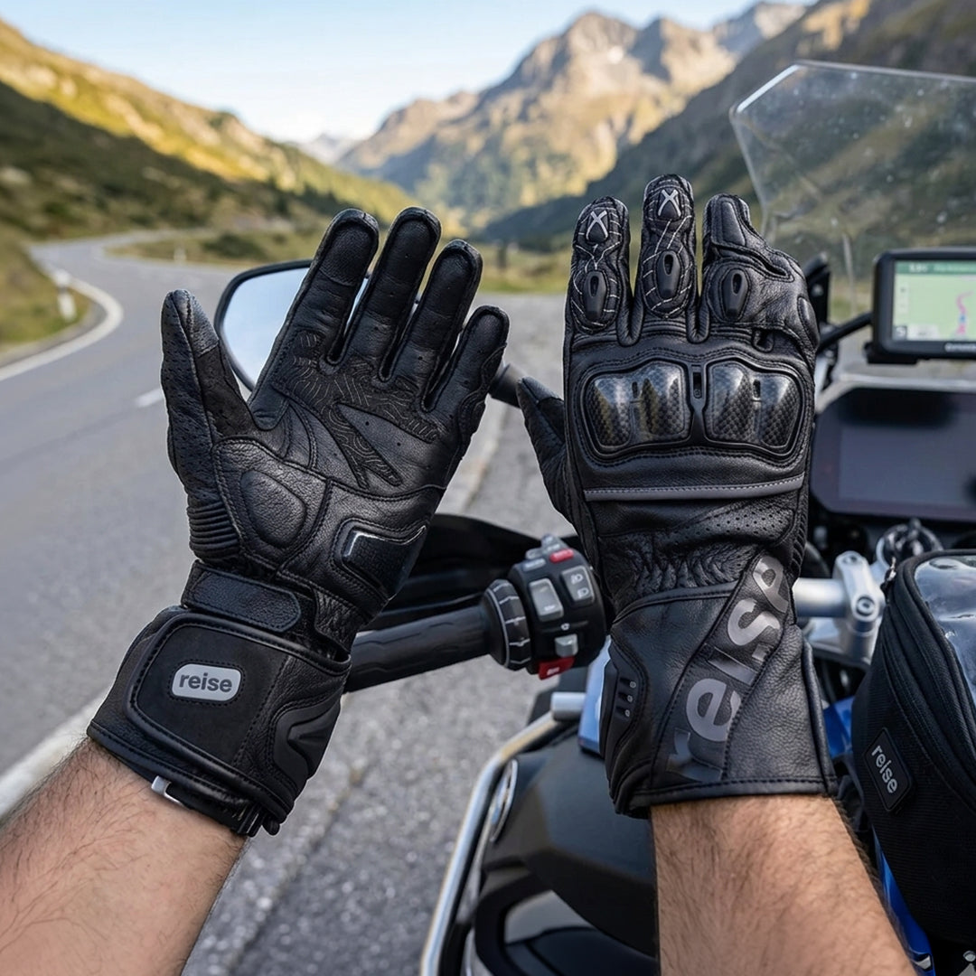 Reise Rhodes Full Gauntlet Riding Gloves Black