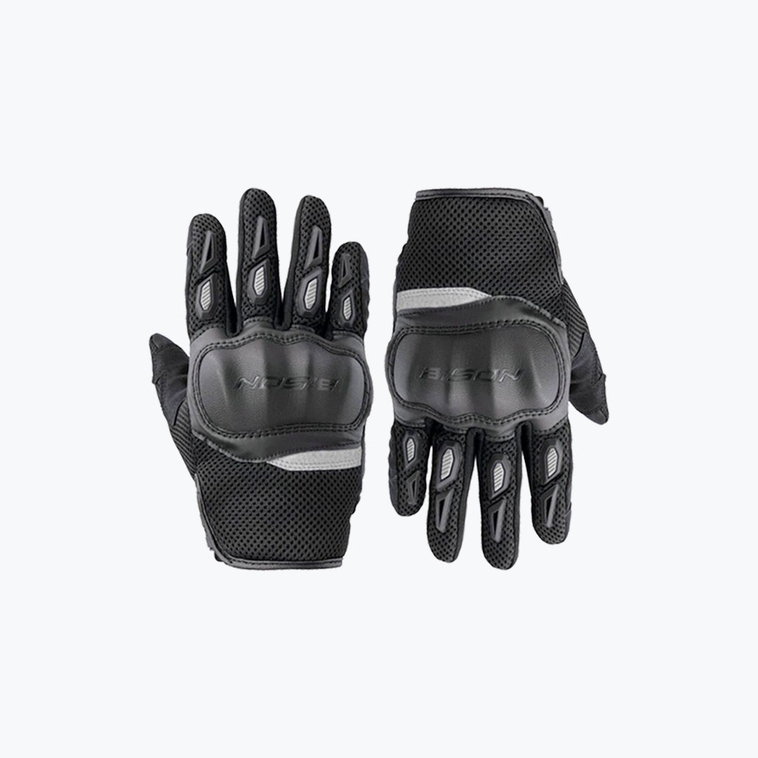 Bison Acer Motorcycle Riding Gloves Grey Protective Street & Touring Gloves