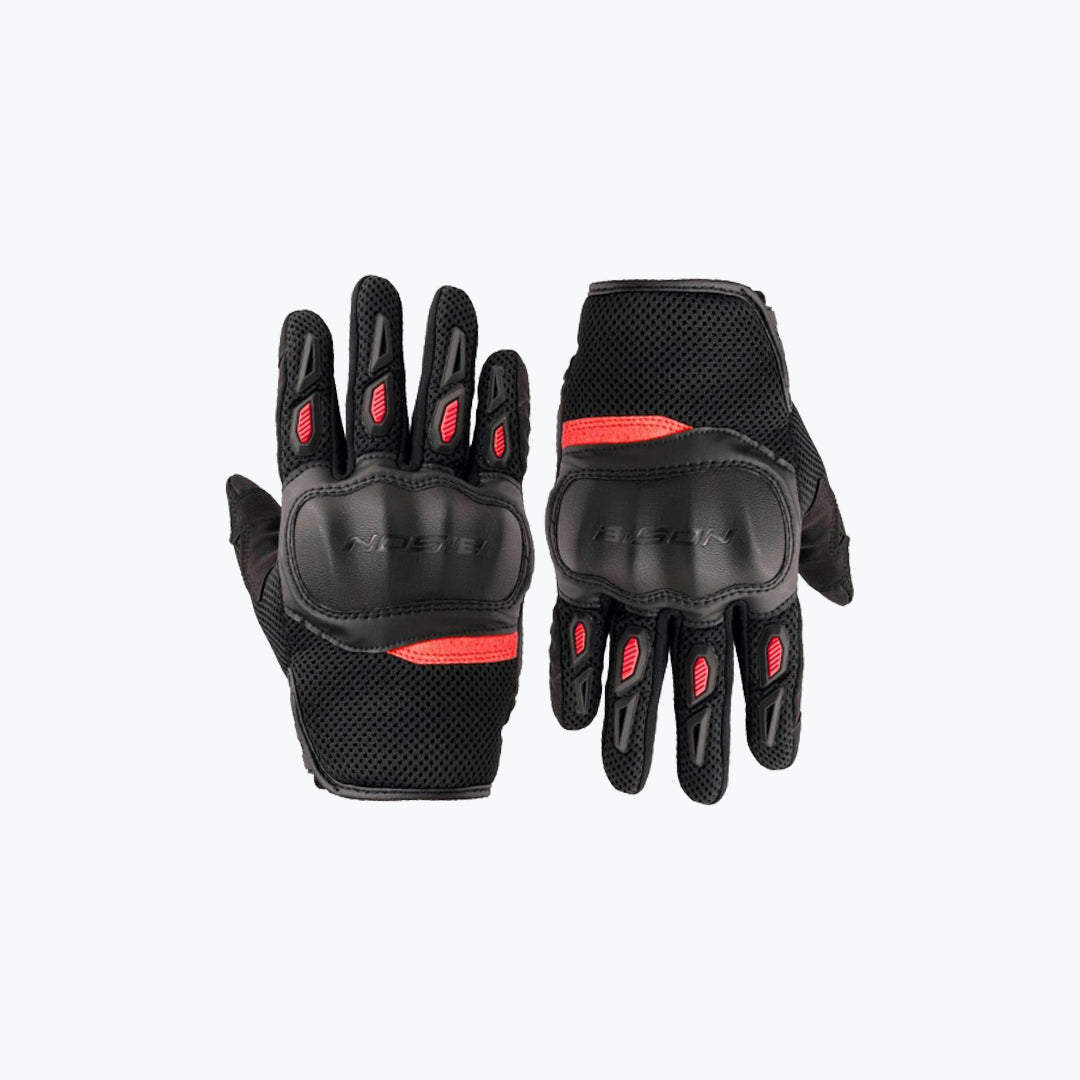 Bison Acer Motorcycle Riding Gloves Red Protective Street & Touring Gloves
