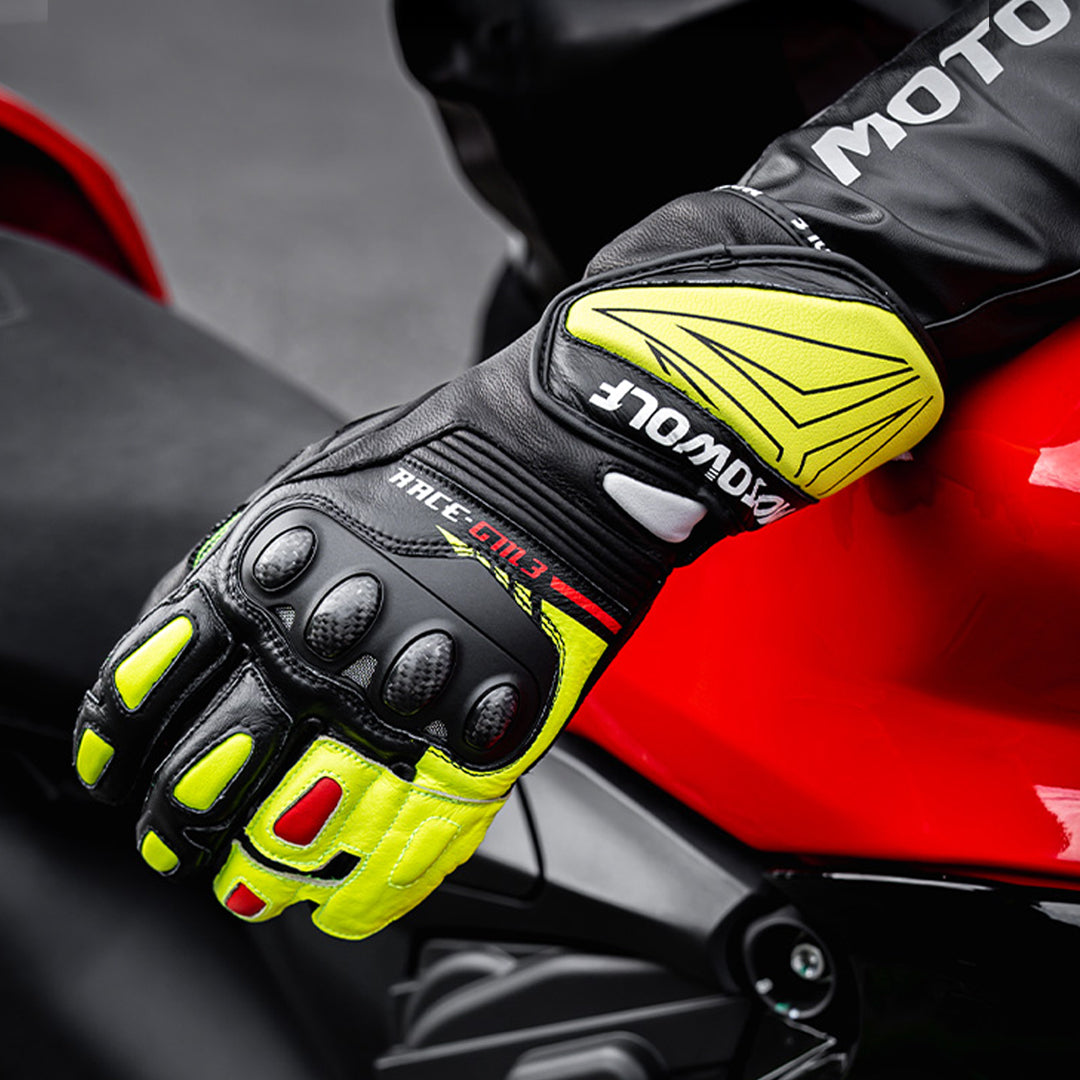 MOTOWOLF GM3 Leather Racing Riding Gloves Green