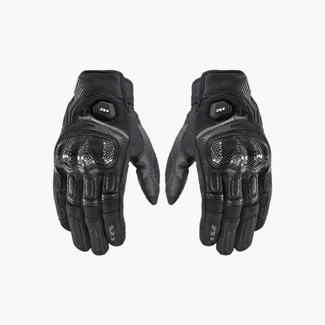 LS2 Atom Man Gloves Black – Lightweight Leather & Mesh Summer Riding Gloves