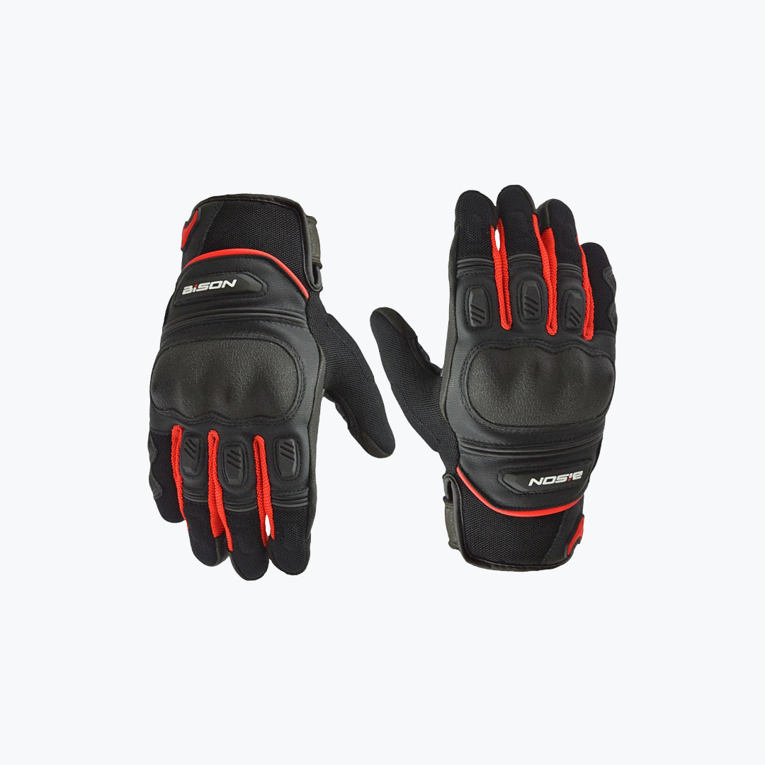 Bison Air Pro Motorcycle Riding Gloves Black Red