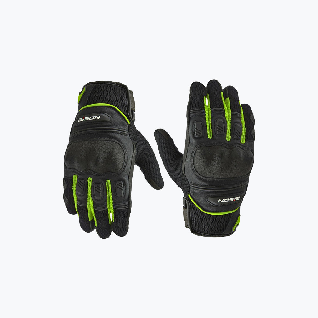 Bison Air-Pro Motorcycle Riding Gloves Black Green