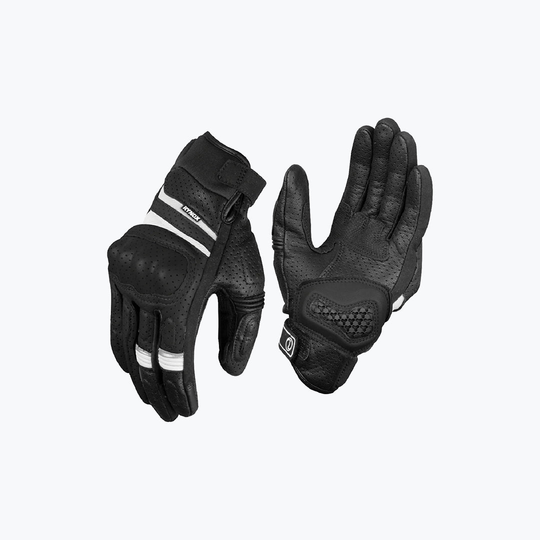 Rynox Air GT SP Gloves – Black & White Motorcycle Riding Gloves (S/M/XL)