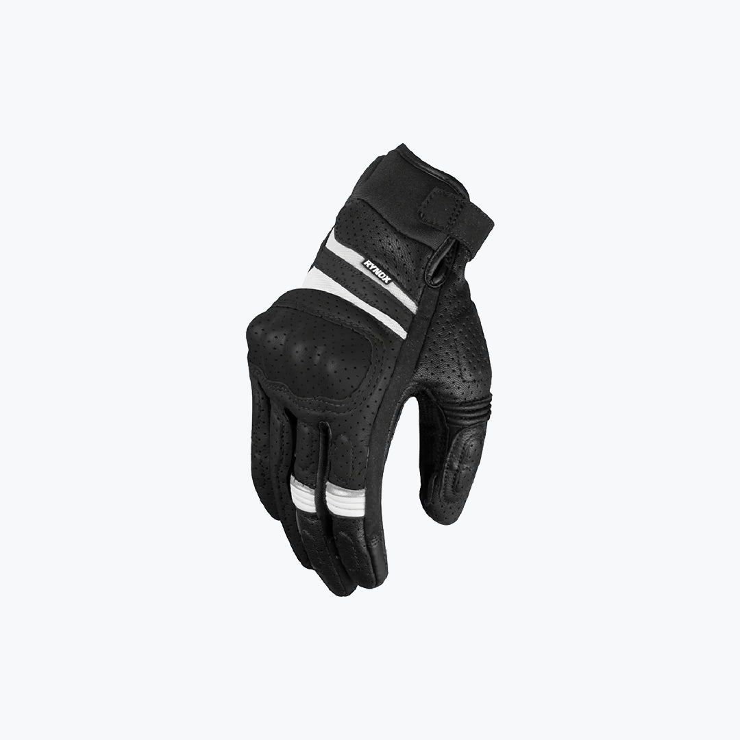 Rynox Air GT SP Gloves – Black & White Motorcycle Riding Gloves (S/M/XL)