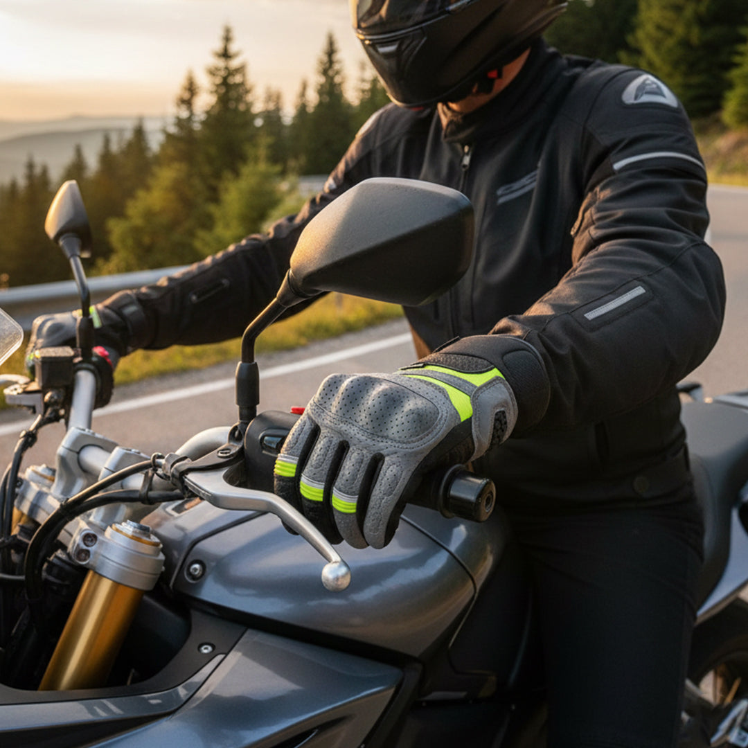 Rynox Air GT SP Gloves – Grey Hi-Viz Green