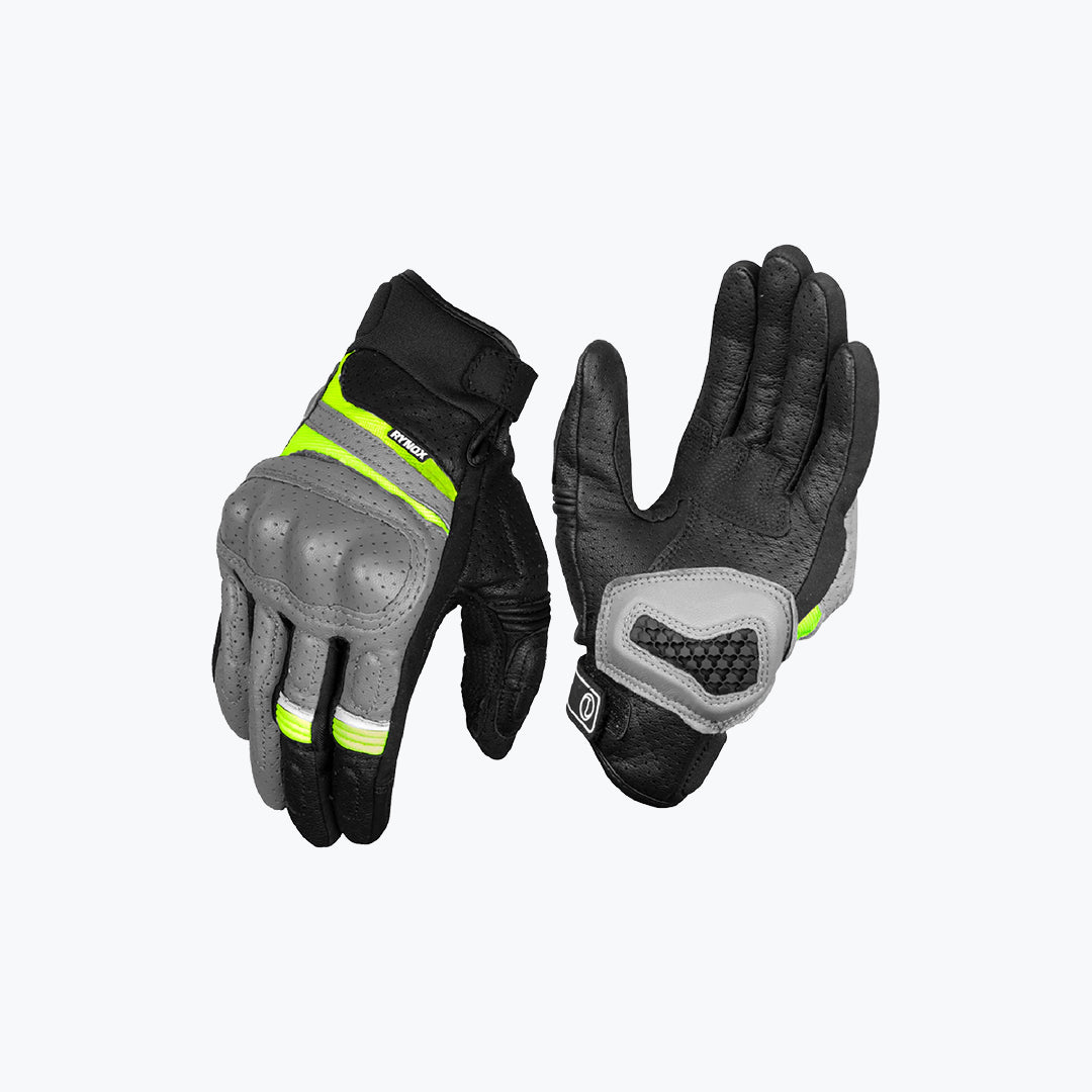 Rynox Air GT SP Gloves – Grey Hi-Viz Green