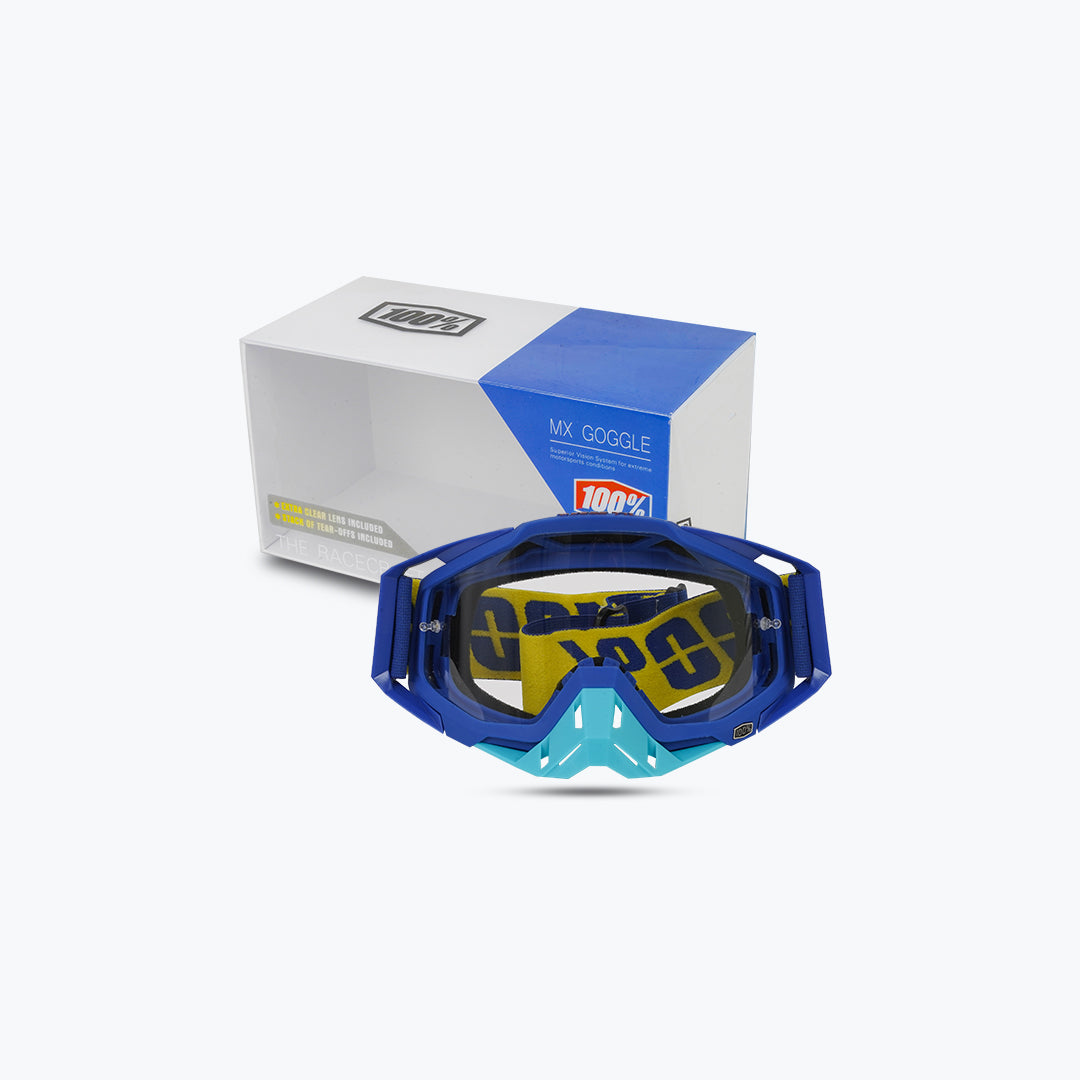 100% Goggles Blue Nose Blue Yellow Clear Tint with Box