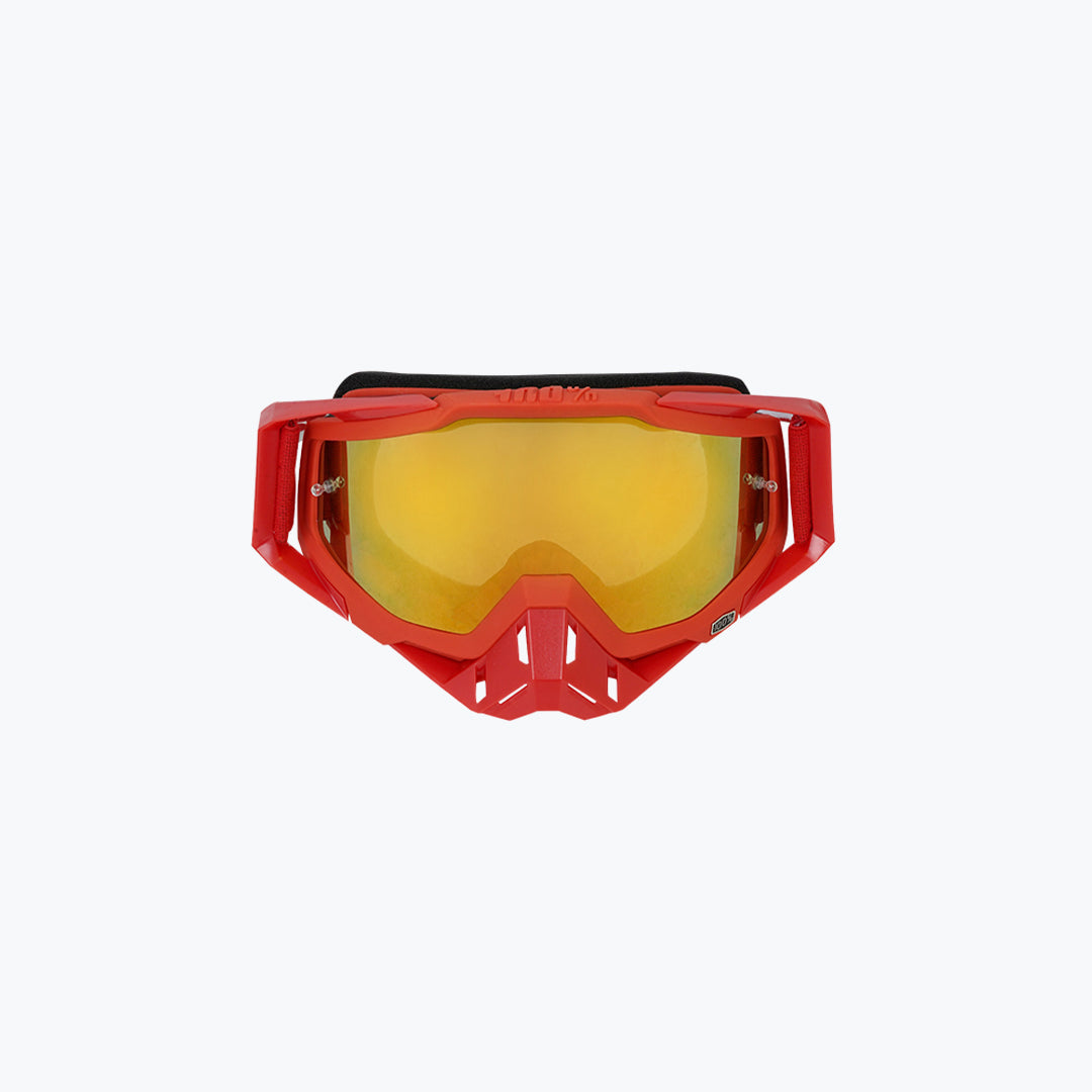 100% Goggles Red Frame Red Nose White Gold Tint Lens