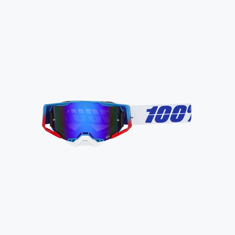 100% Armega Replica Goggles With Box BLU RED.F WHT.N BLUE Tint