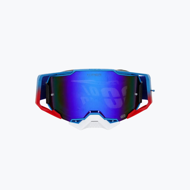 100% Armega Replica Goggles With Box BLU RED.F WHT.N BLUE Tint