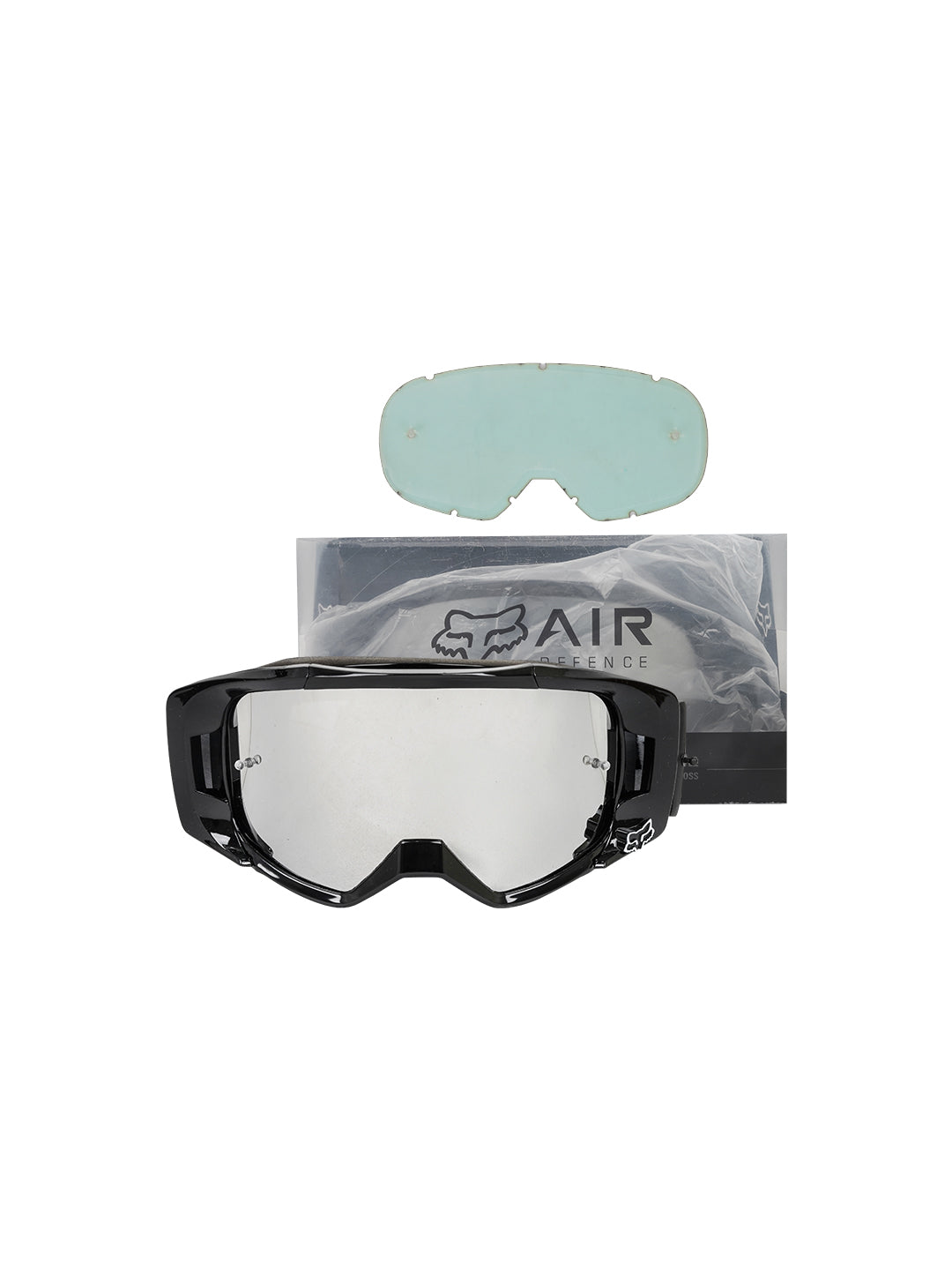 FOX Replica Goggles with Box Black Frame Silver/Clear Tint