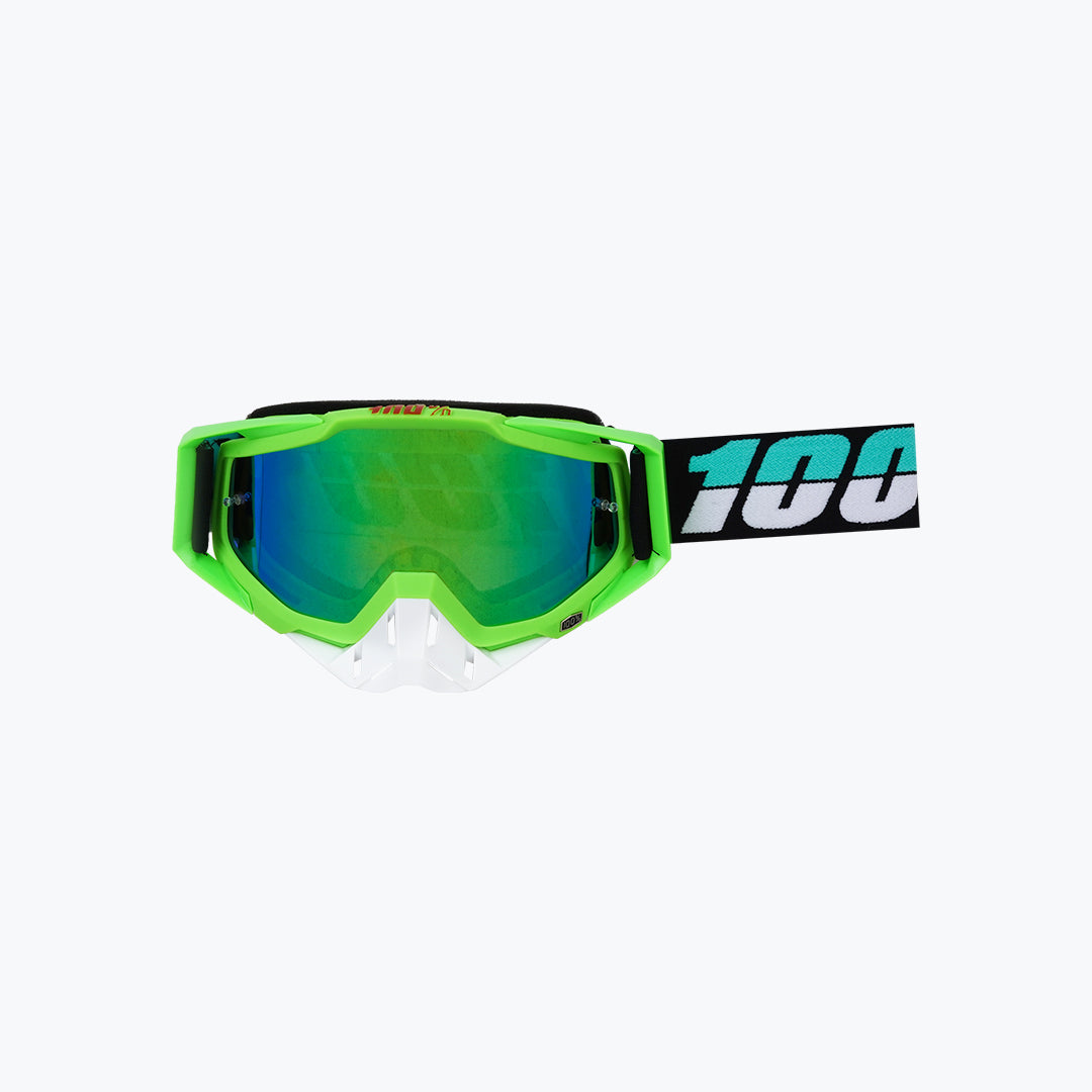 100% Goggles Green Frame White Nose Green Tint Lens With Box