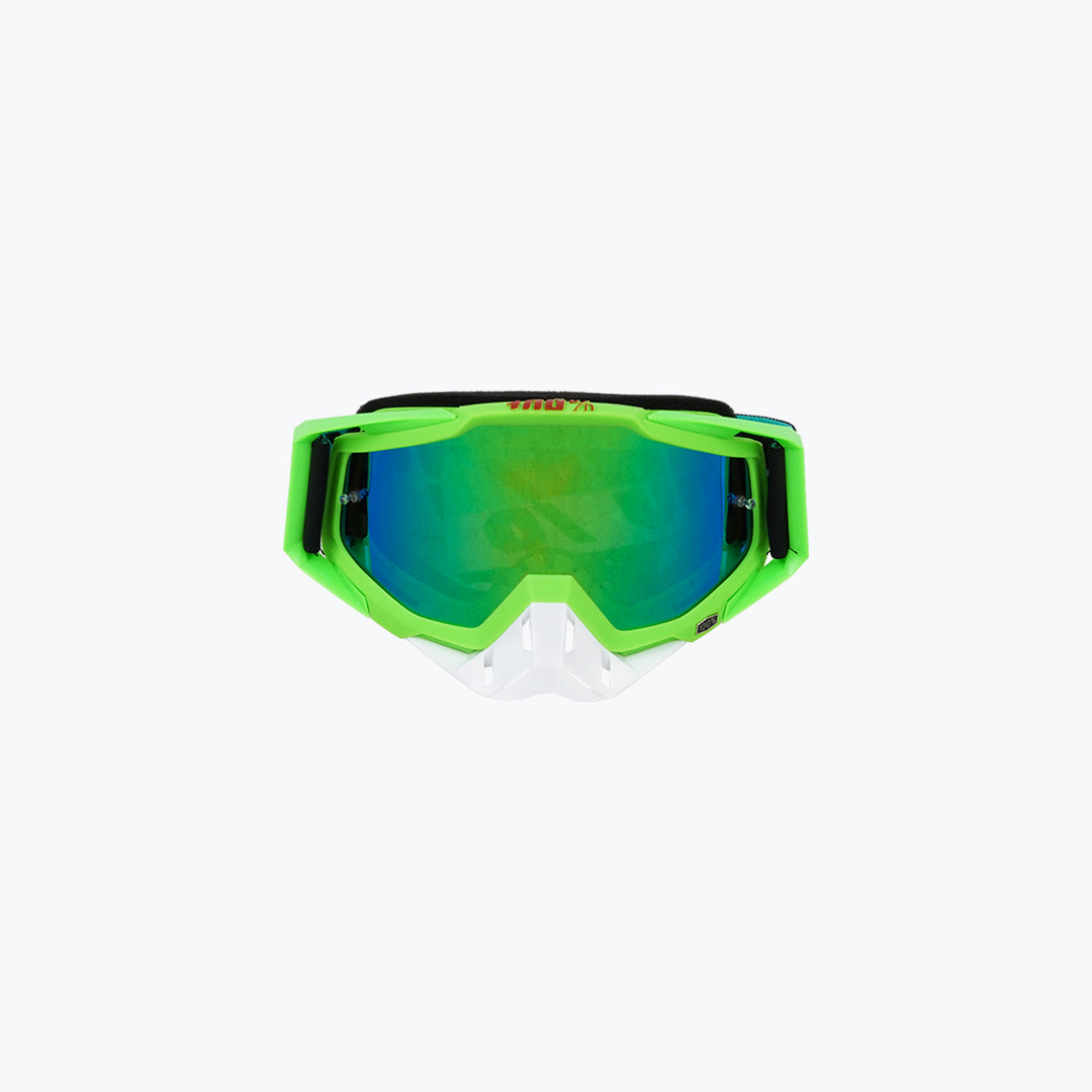 100% Goggles Green Frame White Nose Green Tint Lens With Box