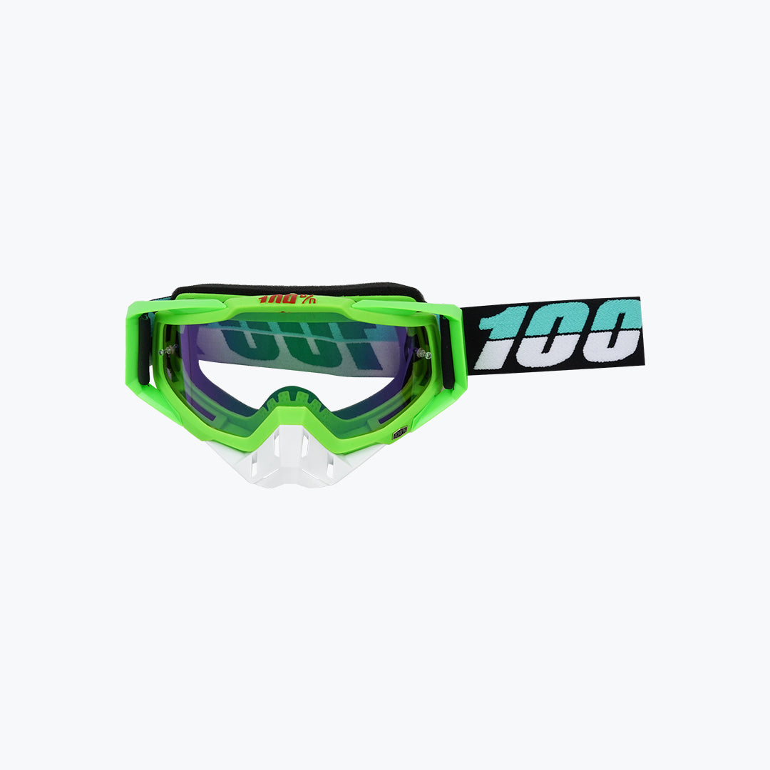 100% Goggles Green Frame White Nose Green Tint Lens