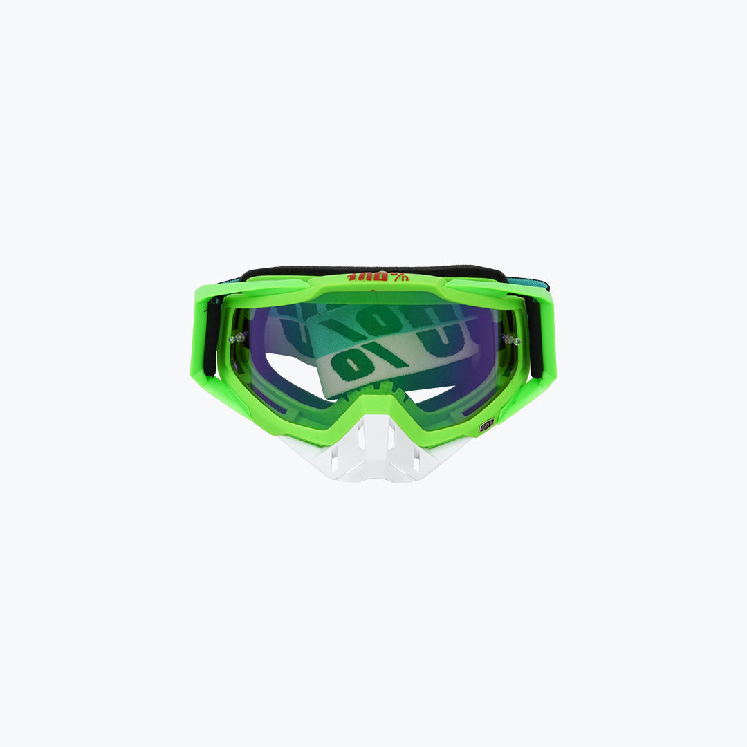 100% Goggles Green Frame White Nose Green Tint Lens