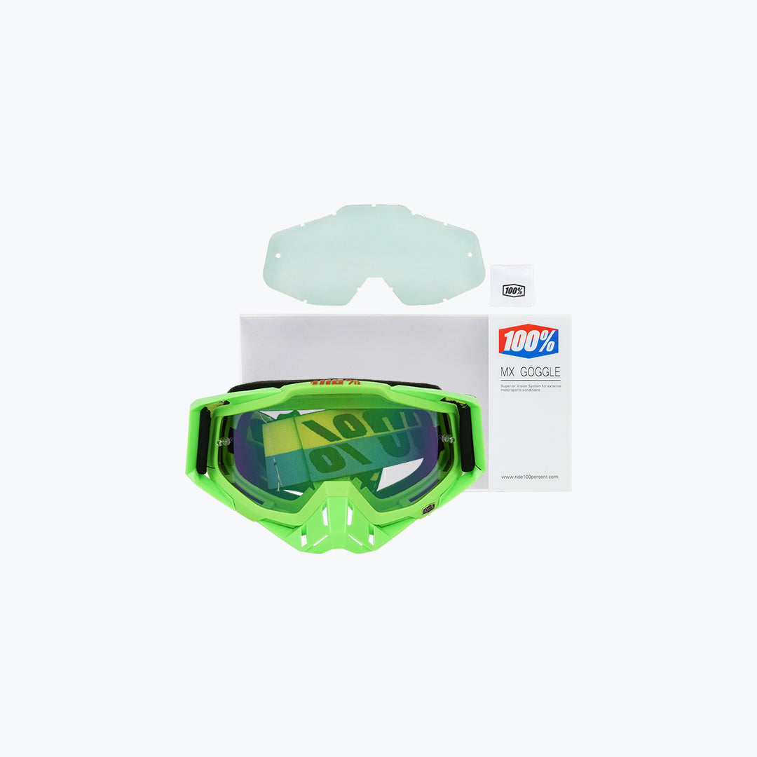 100% Goggles Green Frame Green Nose Green Tint Lens With Box